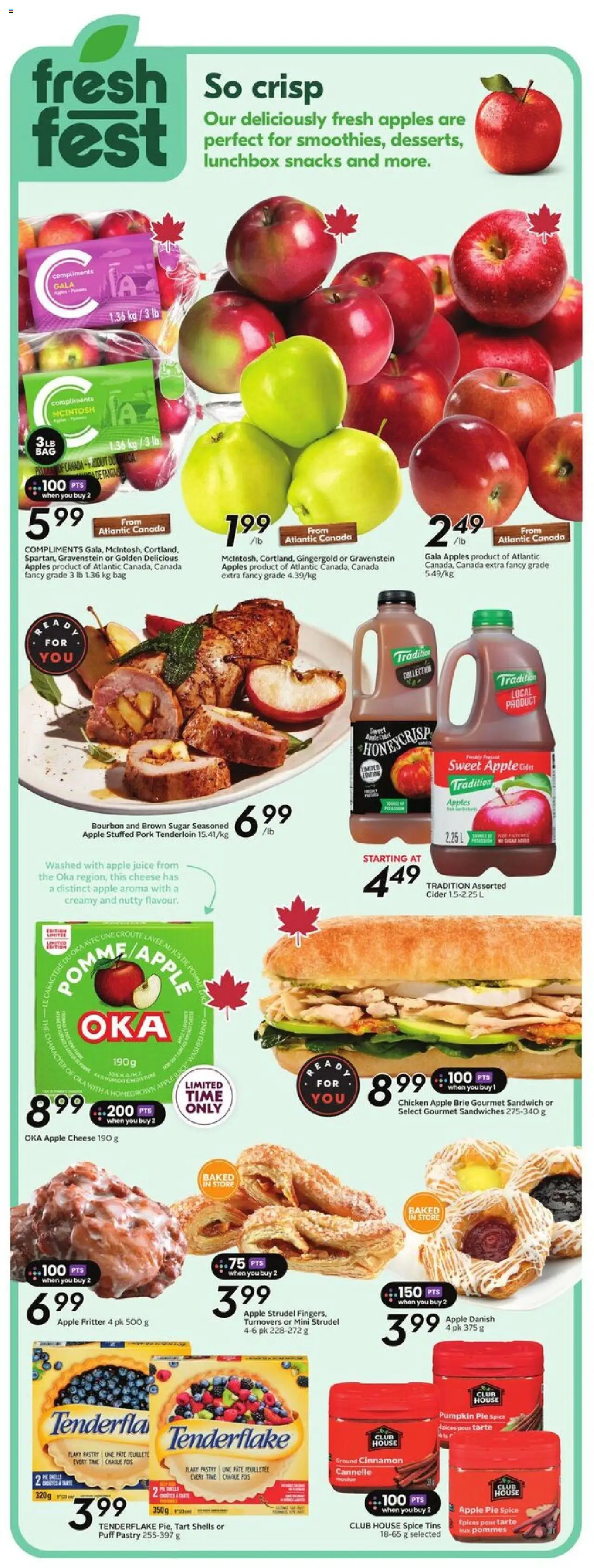 Sobeys flyer valid from 02.10.2025 | Page: 8 | Products: Pumpkin, Chicken, Pork, Apples