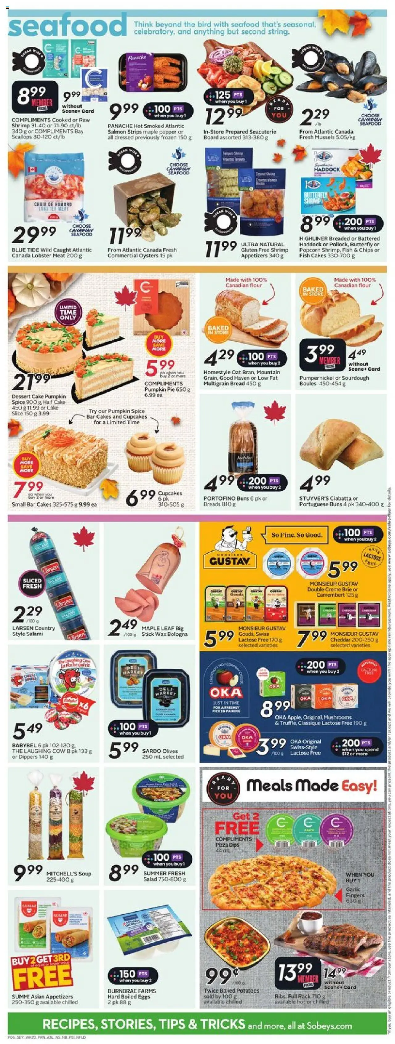 Sobeys flyer valid from 02.10.2025 | Page: 10 | Products: Fish, Chips, Potatoes, Chair