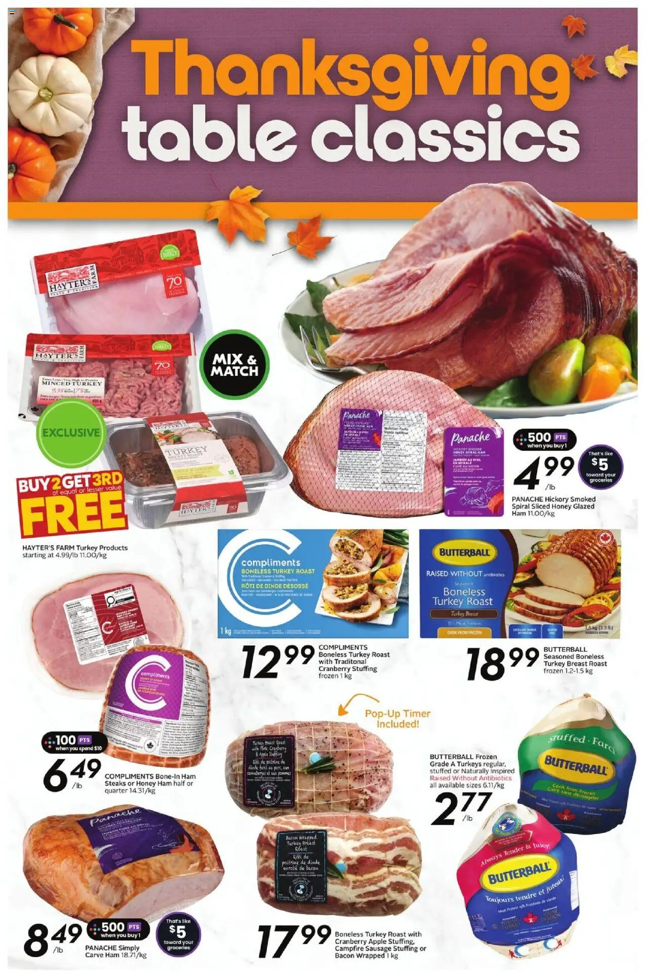 Sobeys flyer valid from 02.10.2025 | Page: 18 | Products: Turkey, Table, Ham