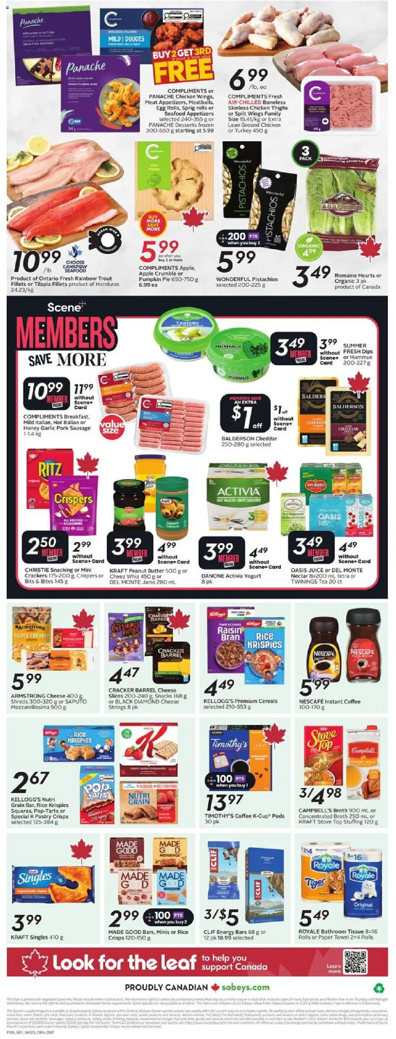 Sobeys flyer valid from 02.10.2025 | Page: 4 | Products: Turkey, Stove, Juice, Chicken