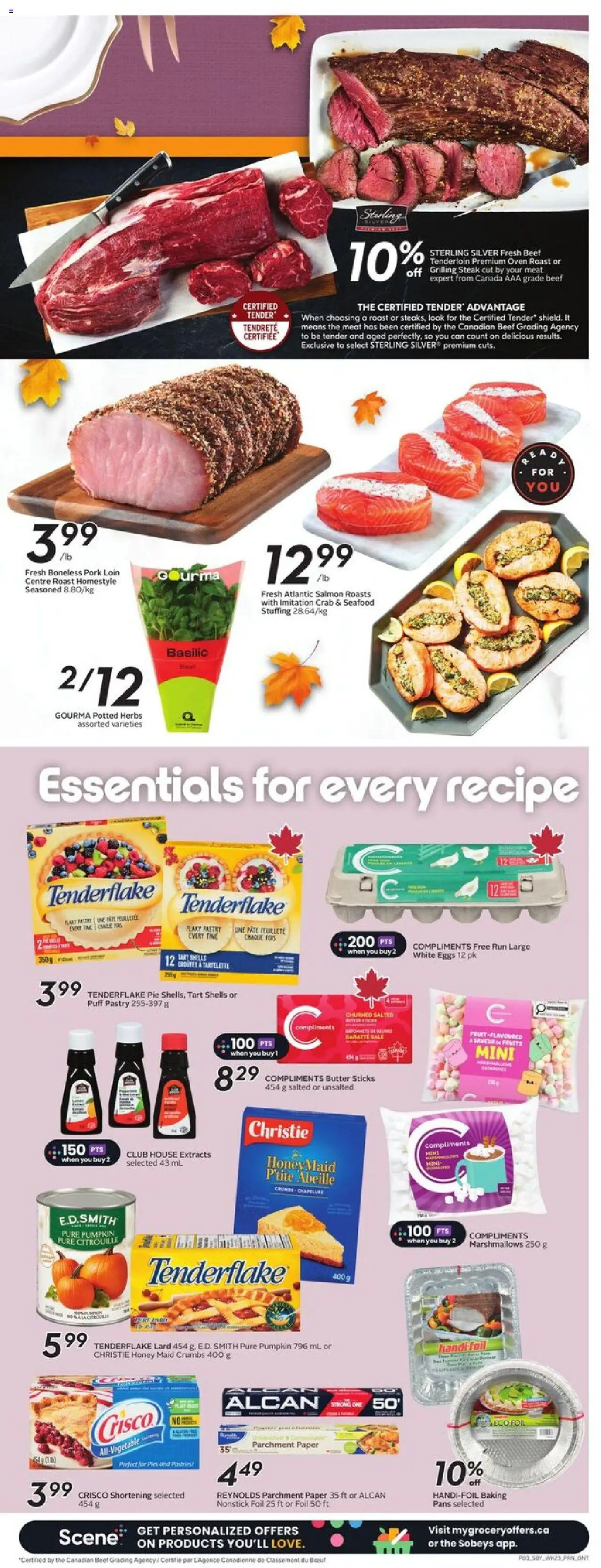 Sobeys flyer valid from 02.10.2025 | Page: 6 | Products: Beef, Oven, Pumpkin, Pork