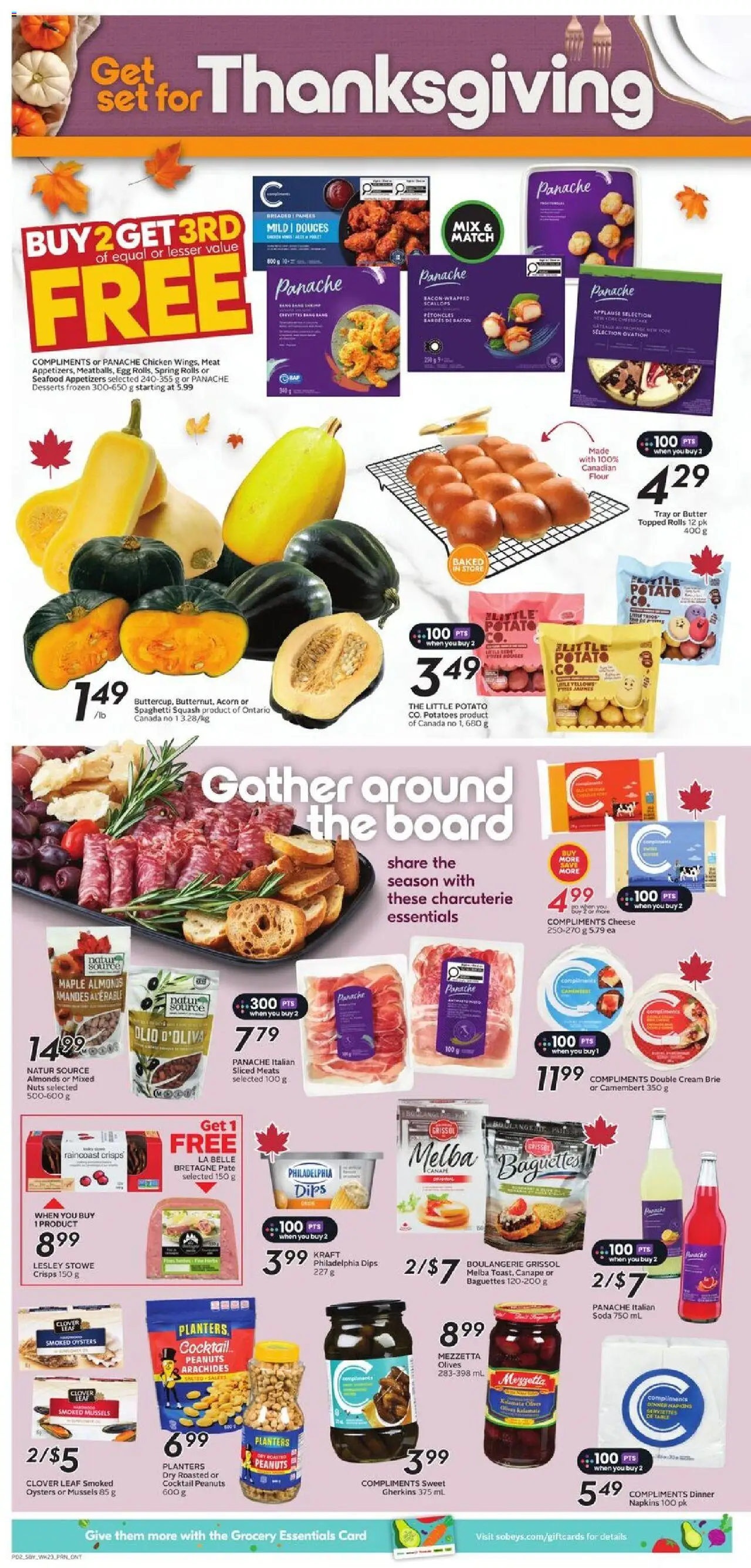 Sobeys flyer valid from 02.10.2025 | Page: 5 | Products: Nuts, Cream, Cheese, Chicken