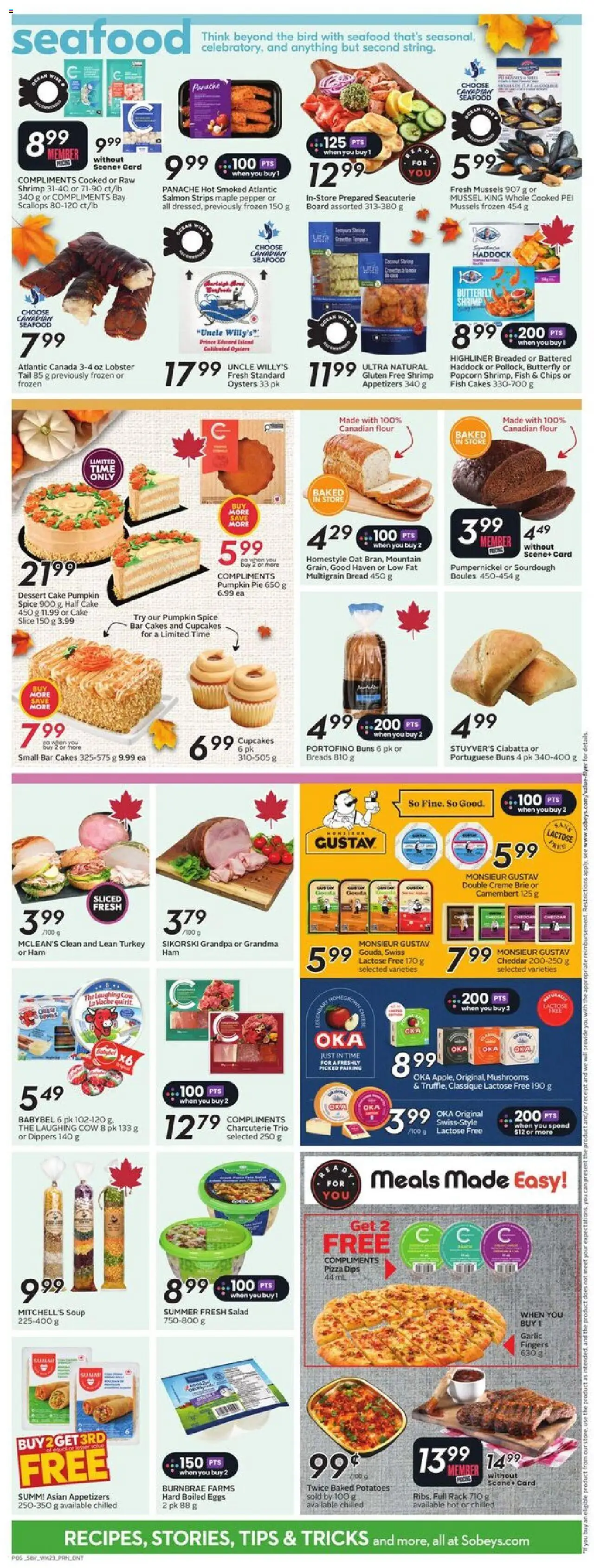 Sobeys flyer valid from 02.10.2025 | Page: 10 | Products: Turkey, Potatoes, Bread, Pumpkin