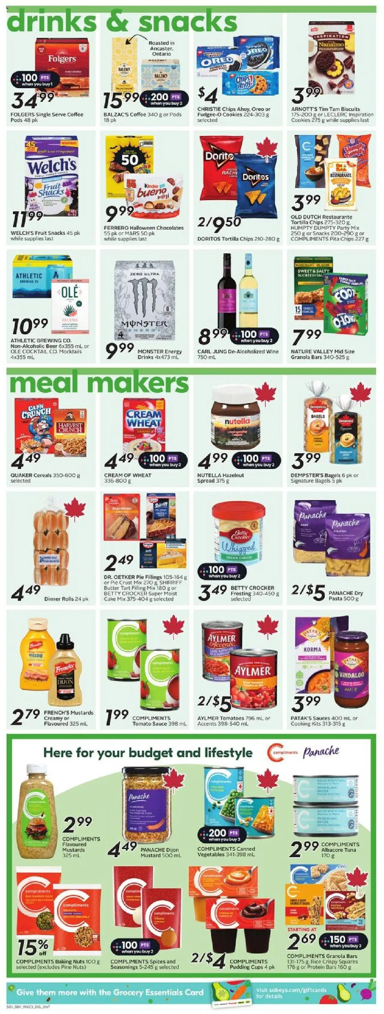 Sobeys flyer valid from 02.10.2025 | Page: 12 | Products: Cereals, Chips, Nuts, Butter