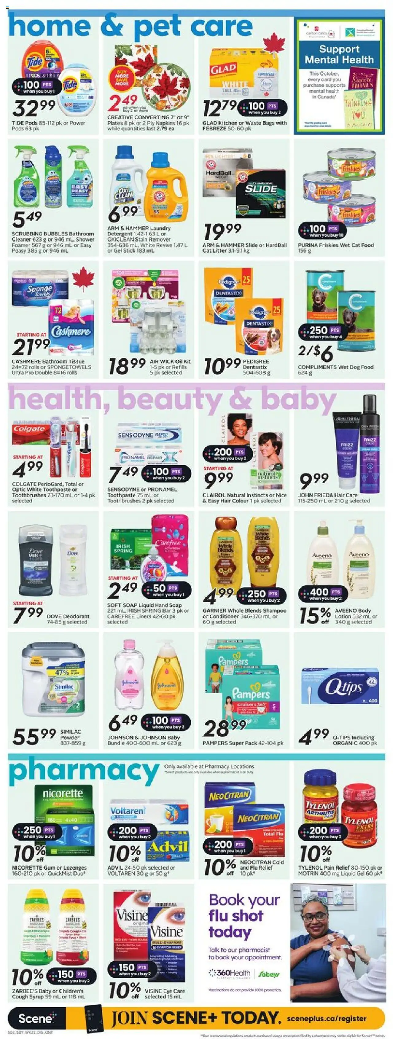 Sobeys flyer valid from 02.10.2025 | Page: 13 | Products: Powder, Shampoo, Stain remover, Detergent