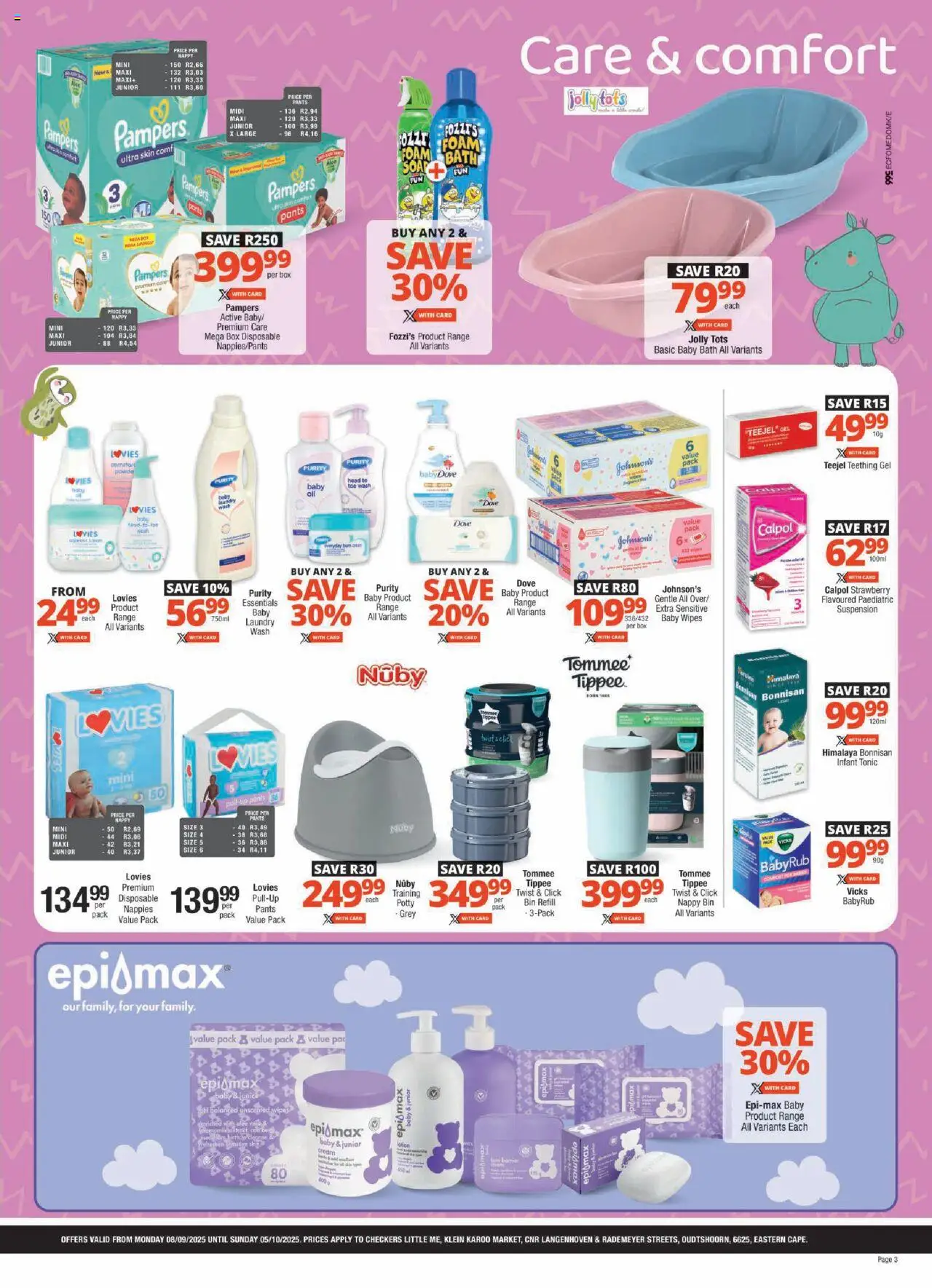 New Checkers catalogue – valid from 08.09.2025 | Page: 3 | Products: Pants, Box, Bath, Cream