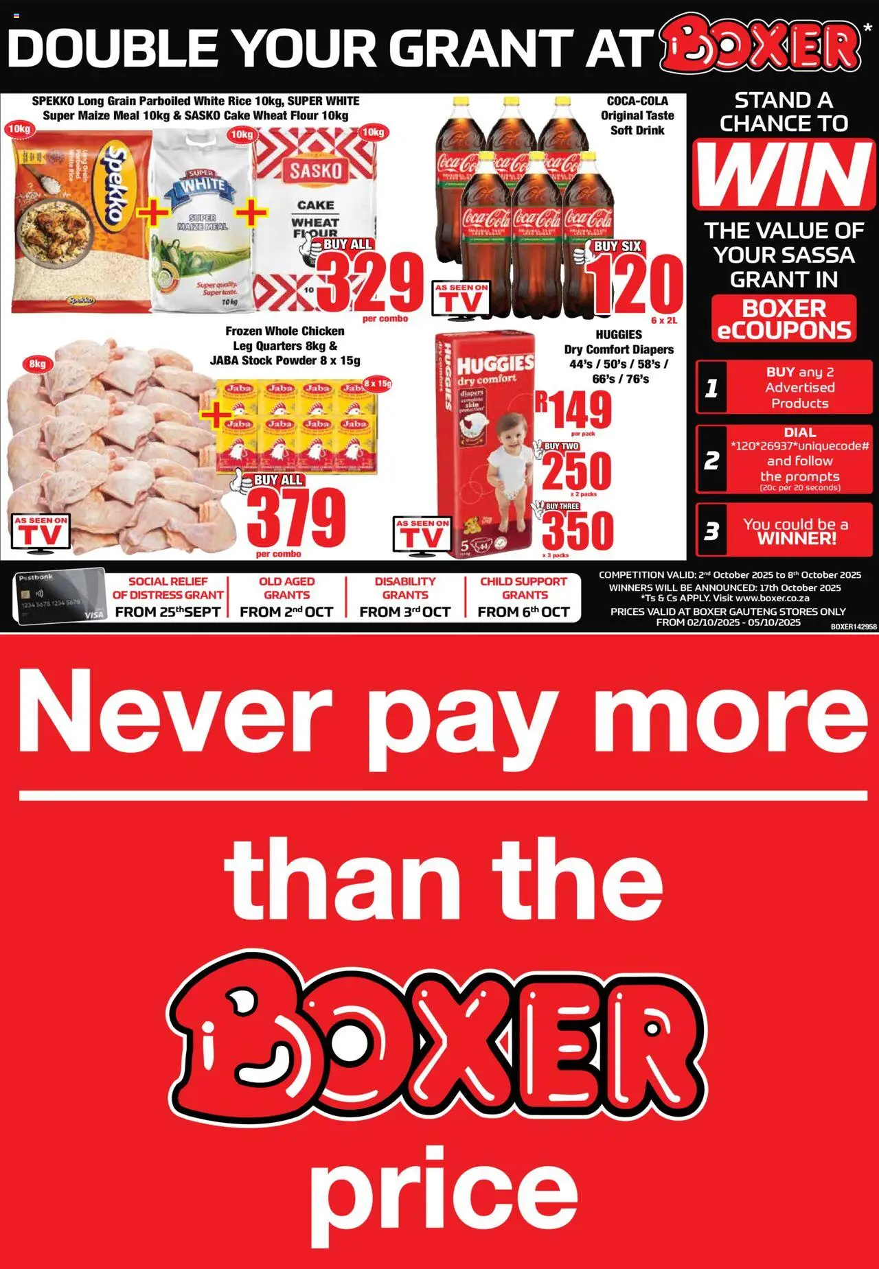 Boxer special for this week 02 October – Free State, Northern Cape, North West