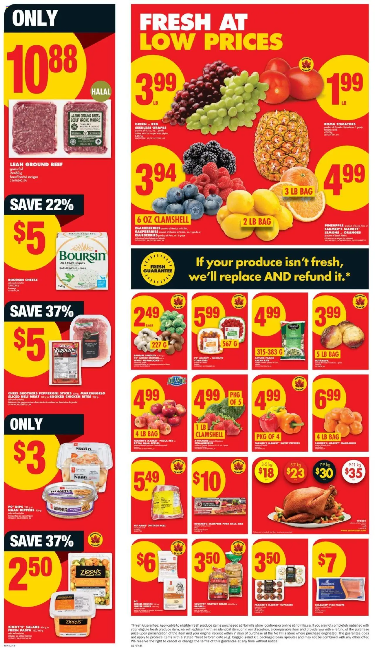 No Frills flyer valid from 02.10.2025 | Page: 2 | Products: Pasta, Bread, Chicken, Oranges