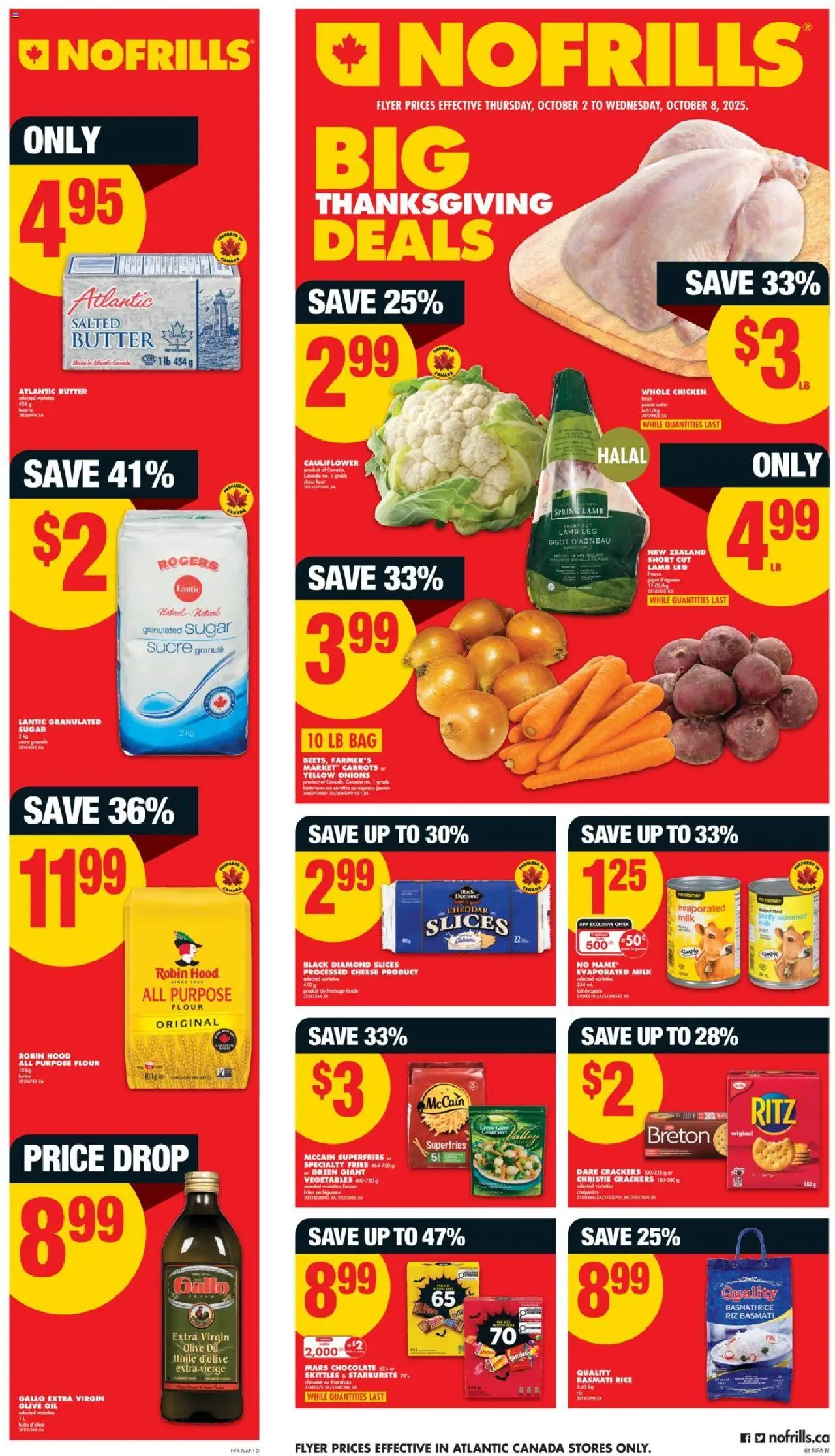 No Frills flyer valid from 02.10.2025 | Page: 1 | Products: Bag, Butter, Oil, Chocolate