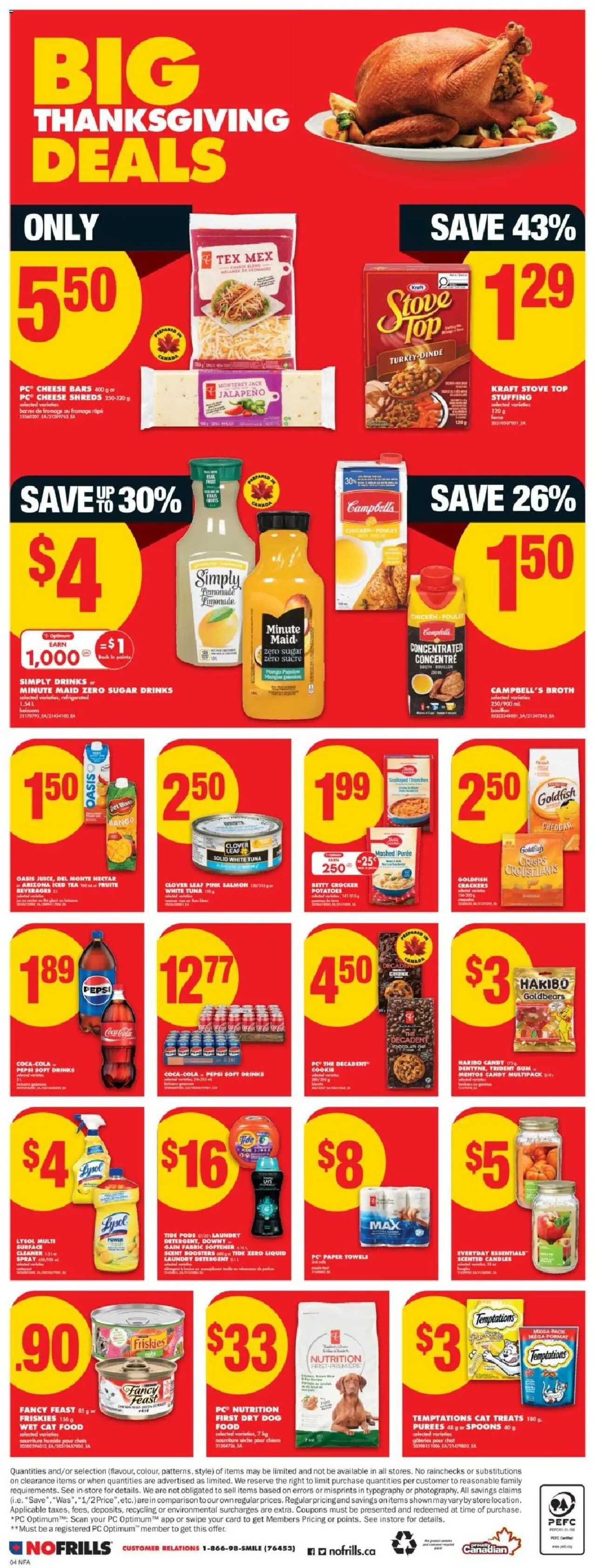 No Frills flyer valid from 02.10.2025 | Page: 4 | Products: Potatoes, Cheese, Chocolate, Chicken