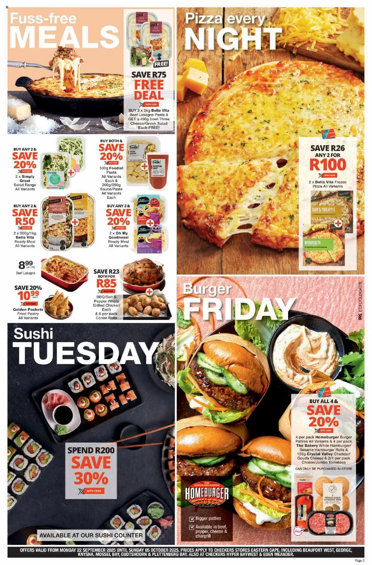 New Checkers catalogue – valid from 22.09.2025 | Page: 3 | Products: Chicken, Tomatoes, Salad, Pepper