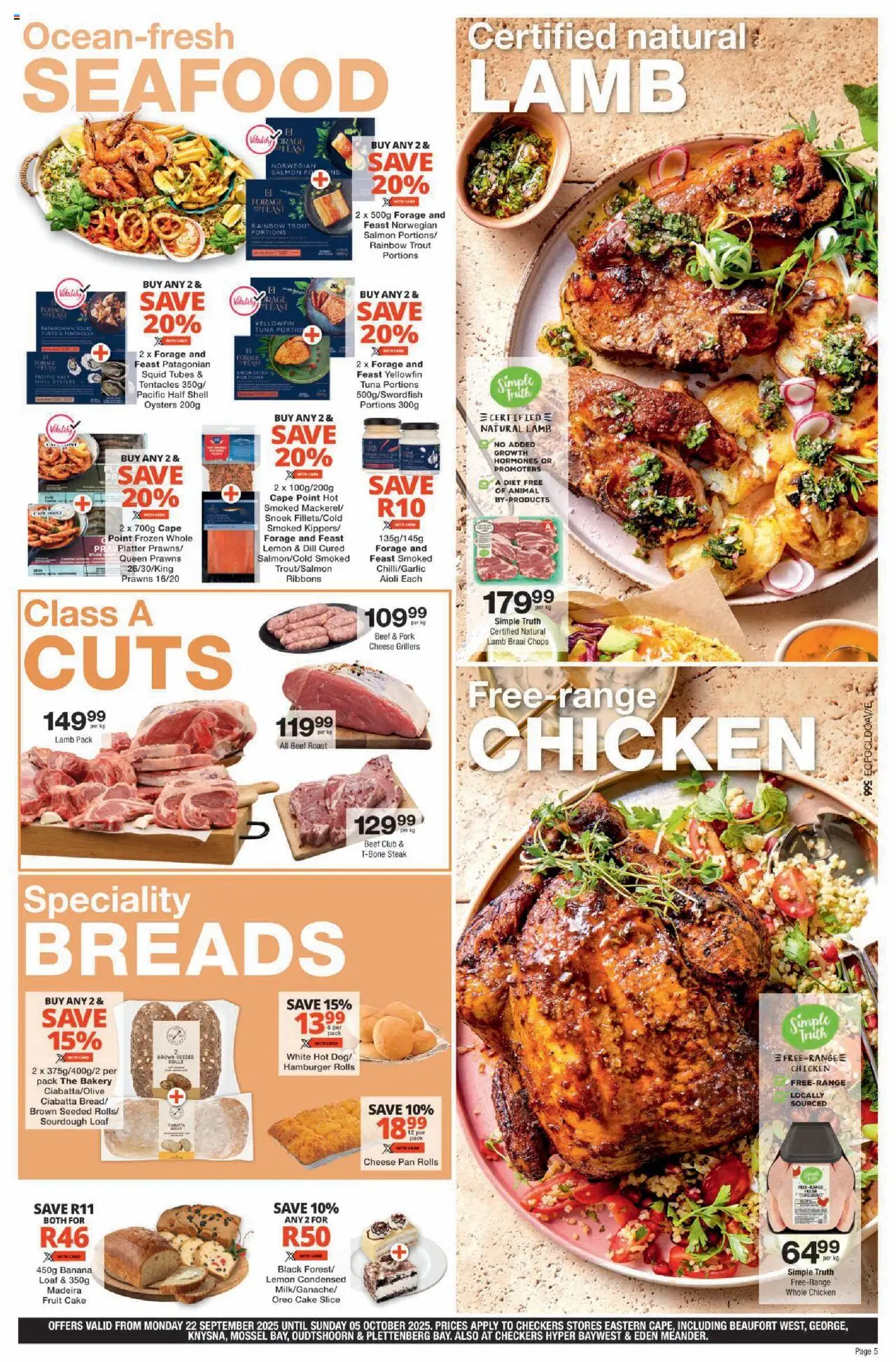 New Checkers catalogue – valid from 22.09.2025 | Page: 5 | Products: Tuna, Steak, Fruit, Lemon