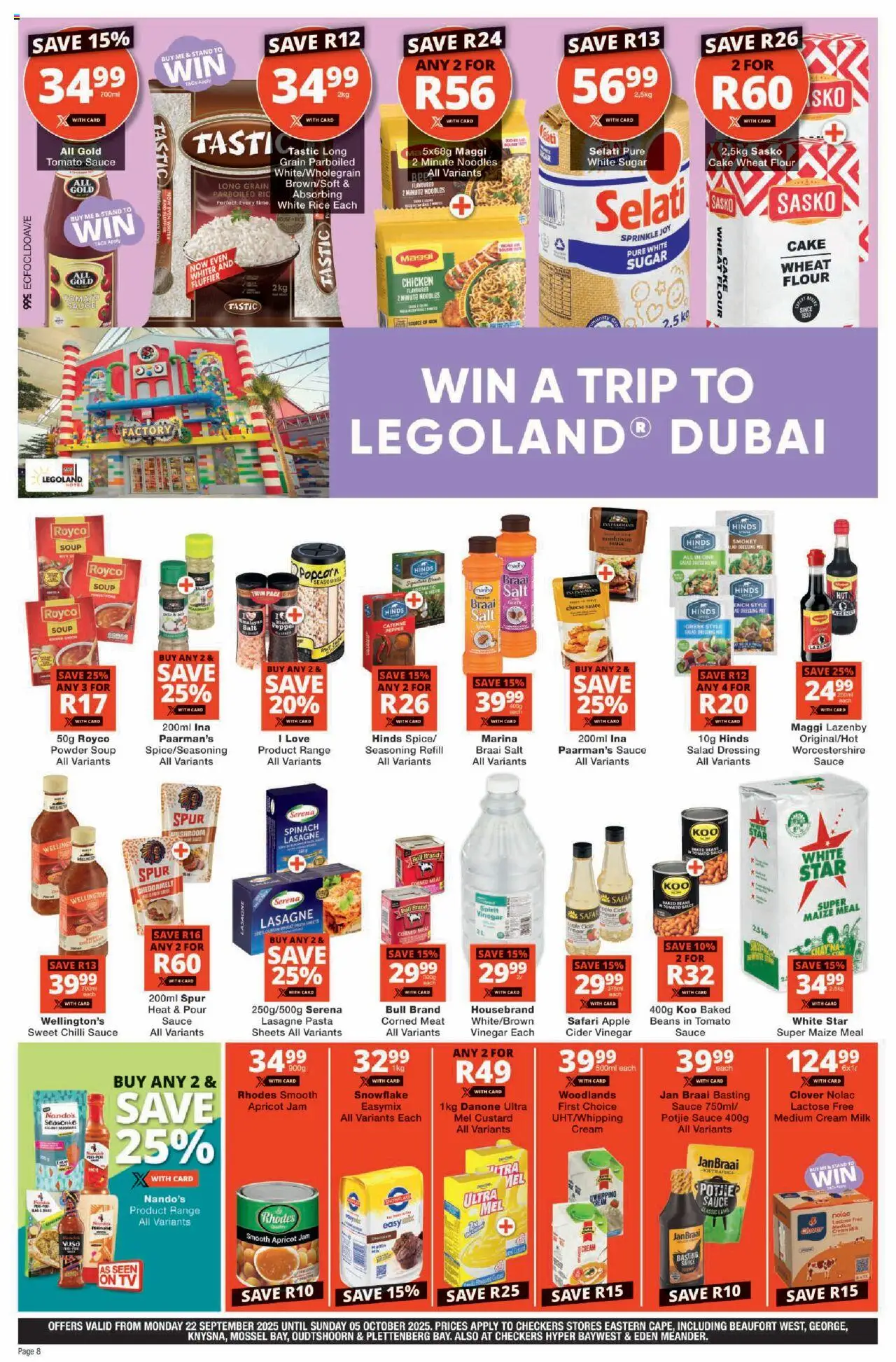 New Checkers catalogue – valid from 22.09.2025 | Page: 8 | Products: Cake, Corned meat, Rice, Pasta