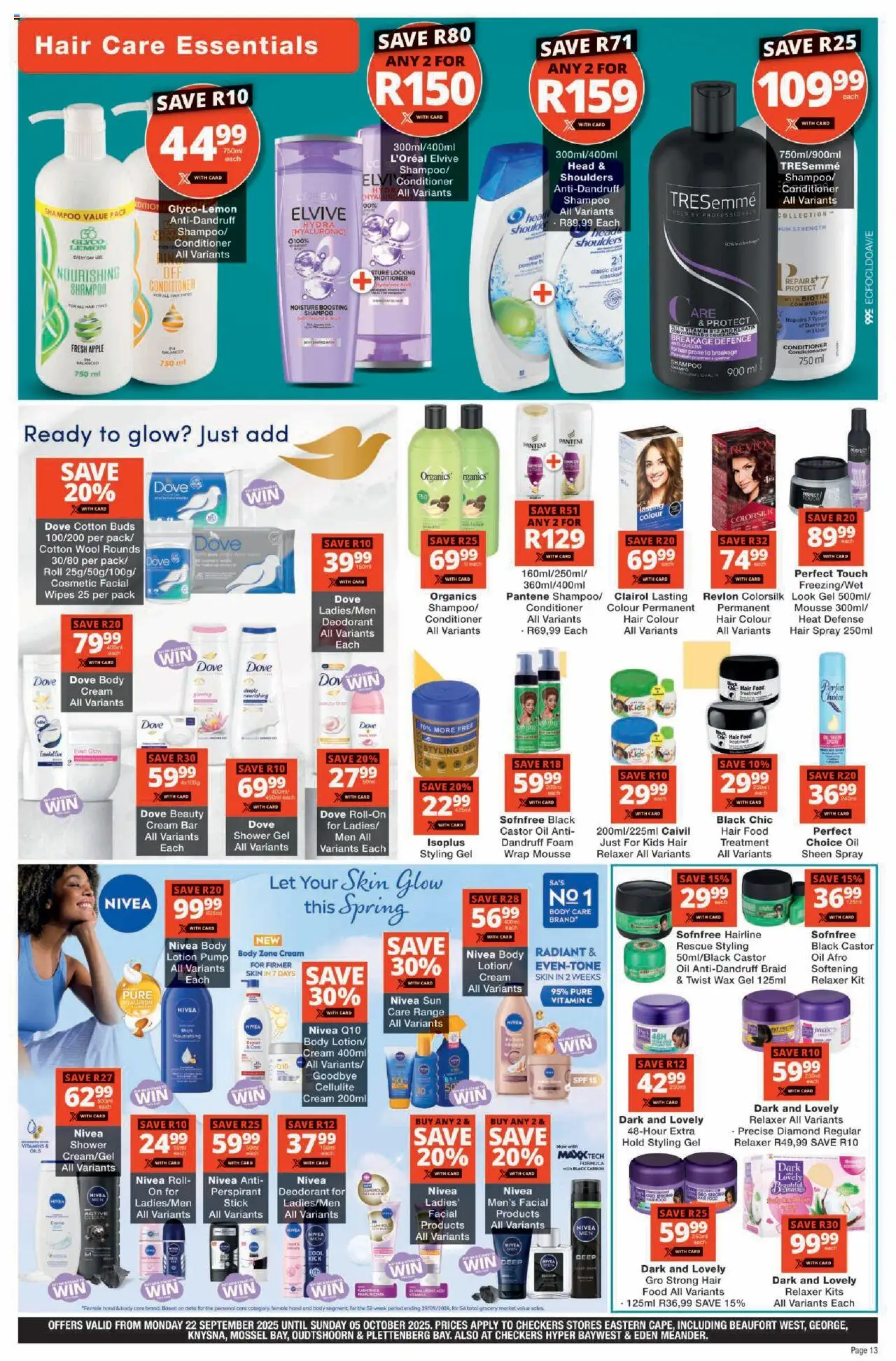 New Checkers catalogue – valid from 22.09.2025 | Page: 13 | Products: Data, Wax, Shampoo, Lotion