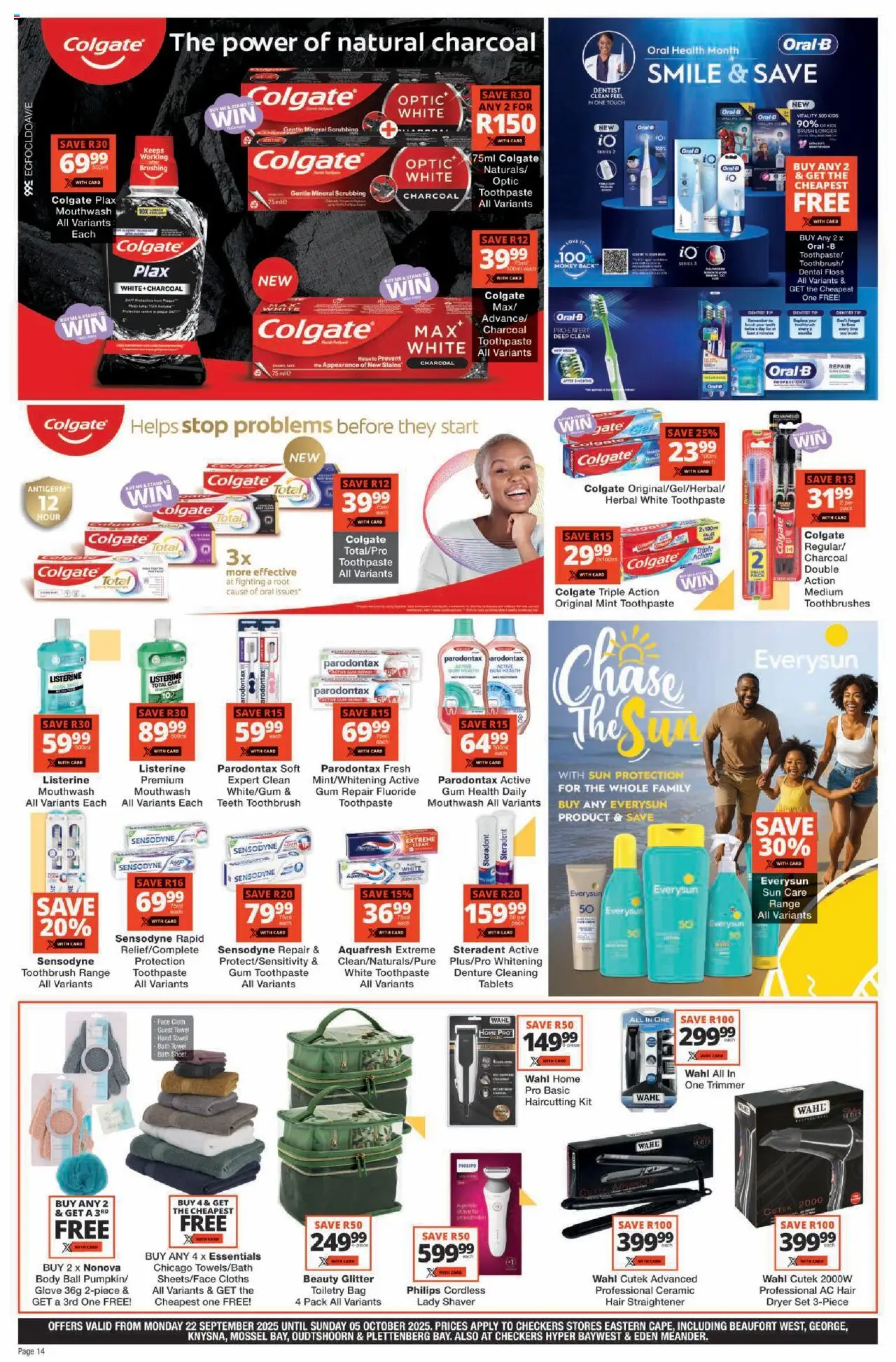 New Checkers catalogue – valid from 22.09.2025 | Page: 14 | Products: Bath sheet, Glove, Dryer, Hair straightener