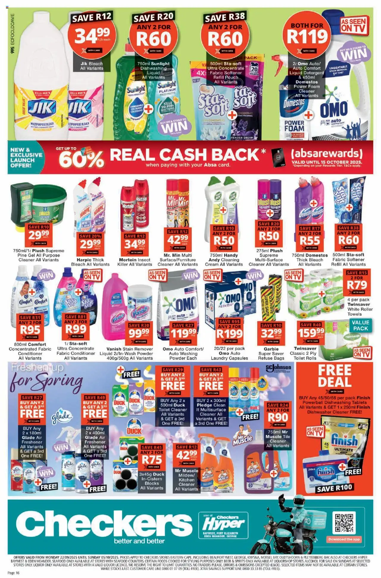 New Checkers catalogue – valid from 22.09.2025 | Page: 16 | Products: Dishwasher, TV, Seafood, Dishwasher cleaner