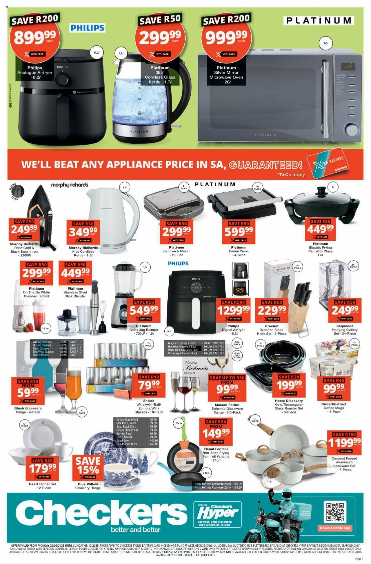 New Checkers catalogue – valid from 22.09.2025 | Page: 17 | Products: Glasses, Plate, Bowl, Microwave