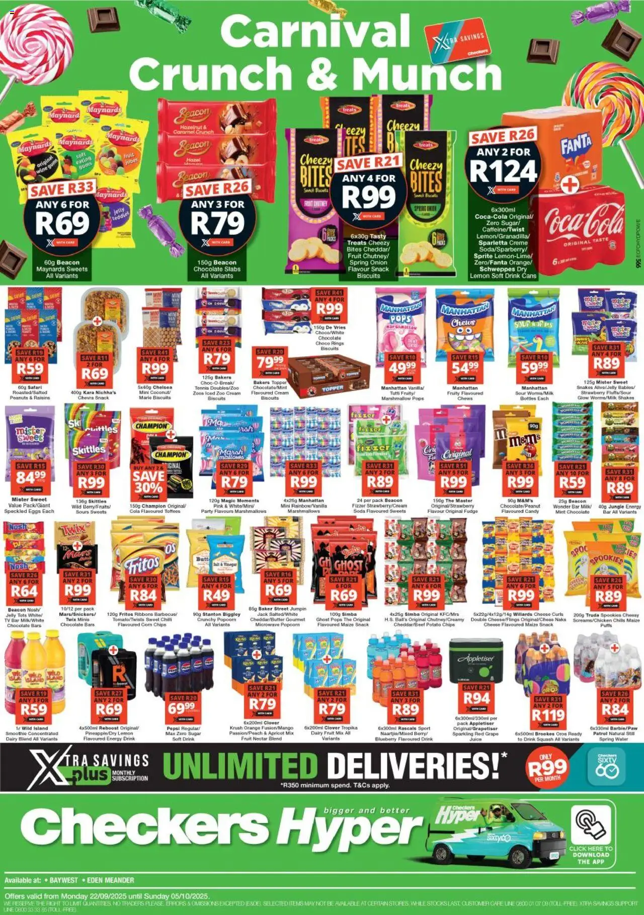 New Checkers catalogue – valid from 22.09.2025 | Page: 1 | Products: Squash, Chocolate, Chips, Chilli