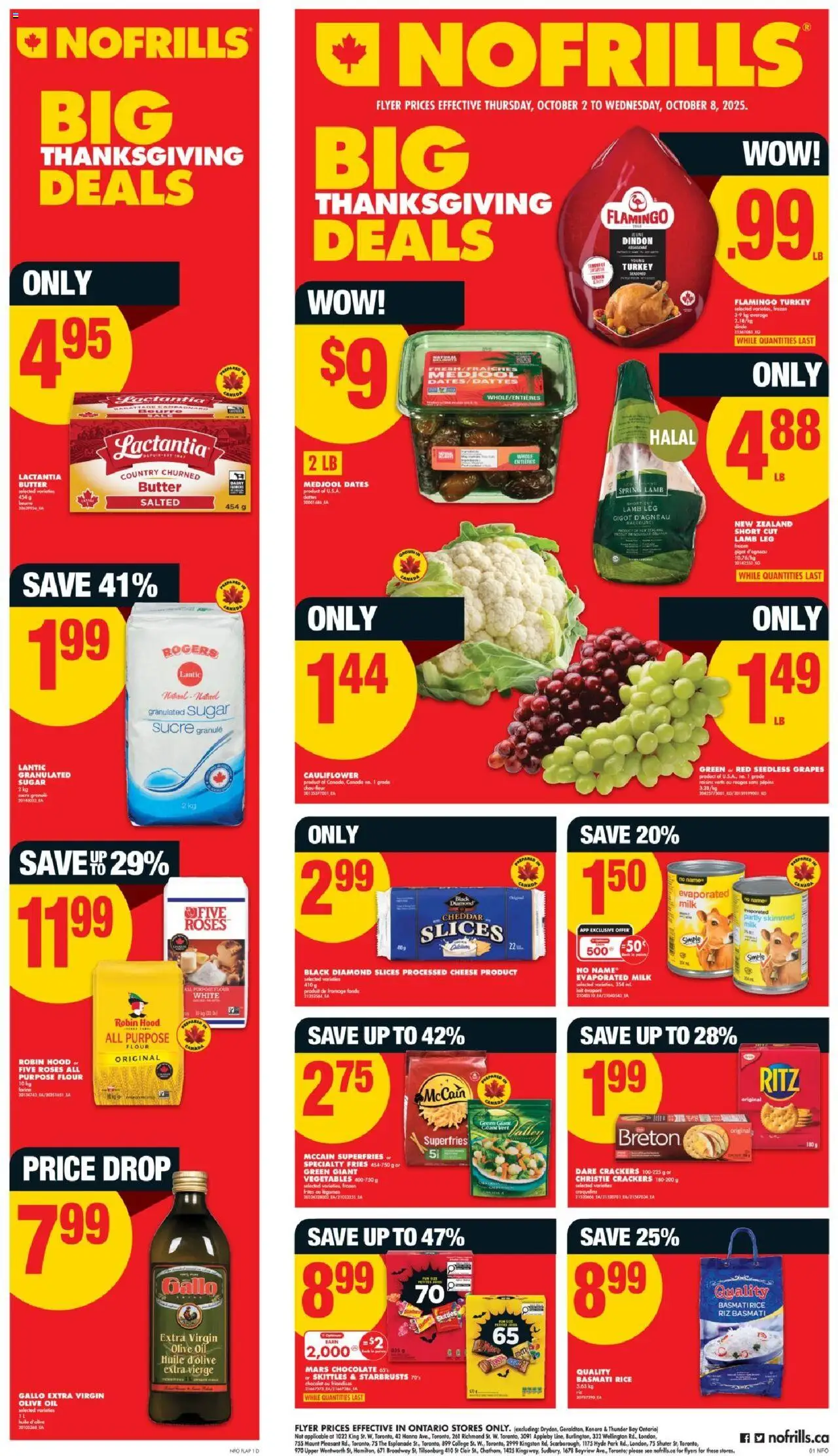 No Frills flyer valid from 02.10.2025 | Page: 1 | Products: Candies, Butter, Cheese, Chocolate