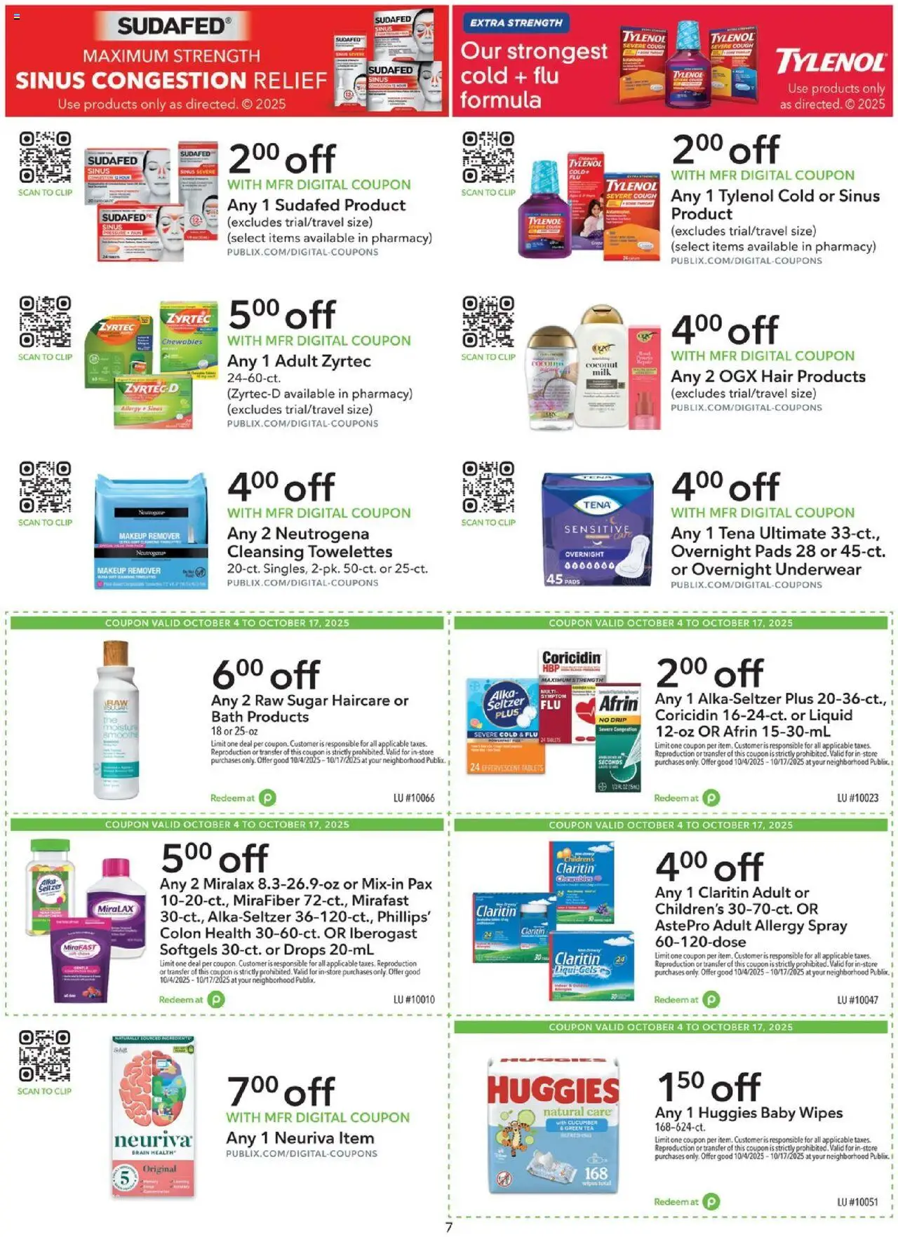 Publix Extra Savings - valid from 04.10.2025 | Page: 7 | Products: Green Tea, Makeup Remover, Milk, Underwear