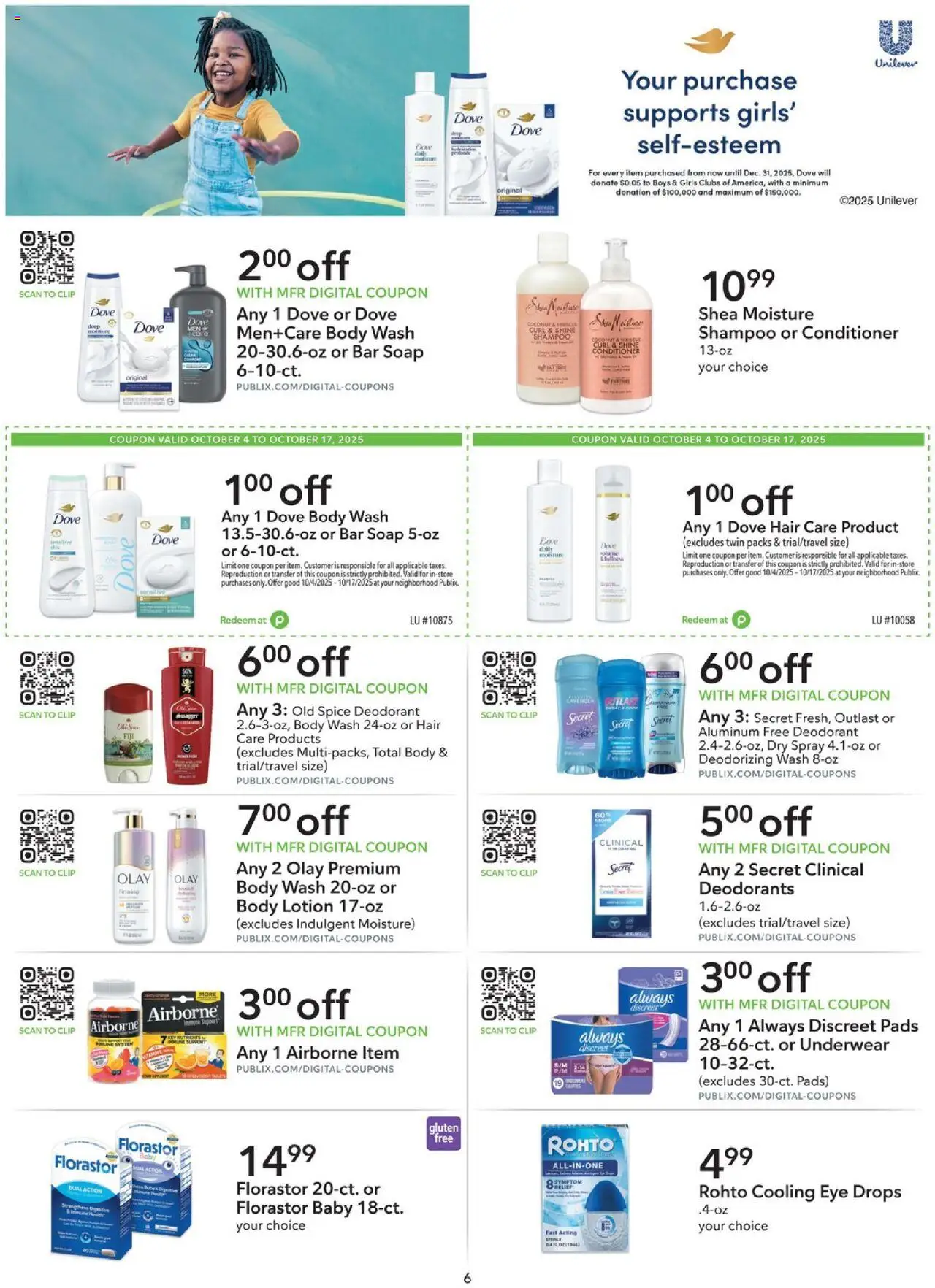 Publix Extra Savings - valid from 04.10.2025 | Page: 6 | Products: Clip, Shampoo, Conditioner, Pads