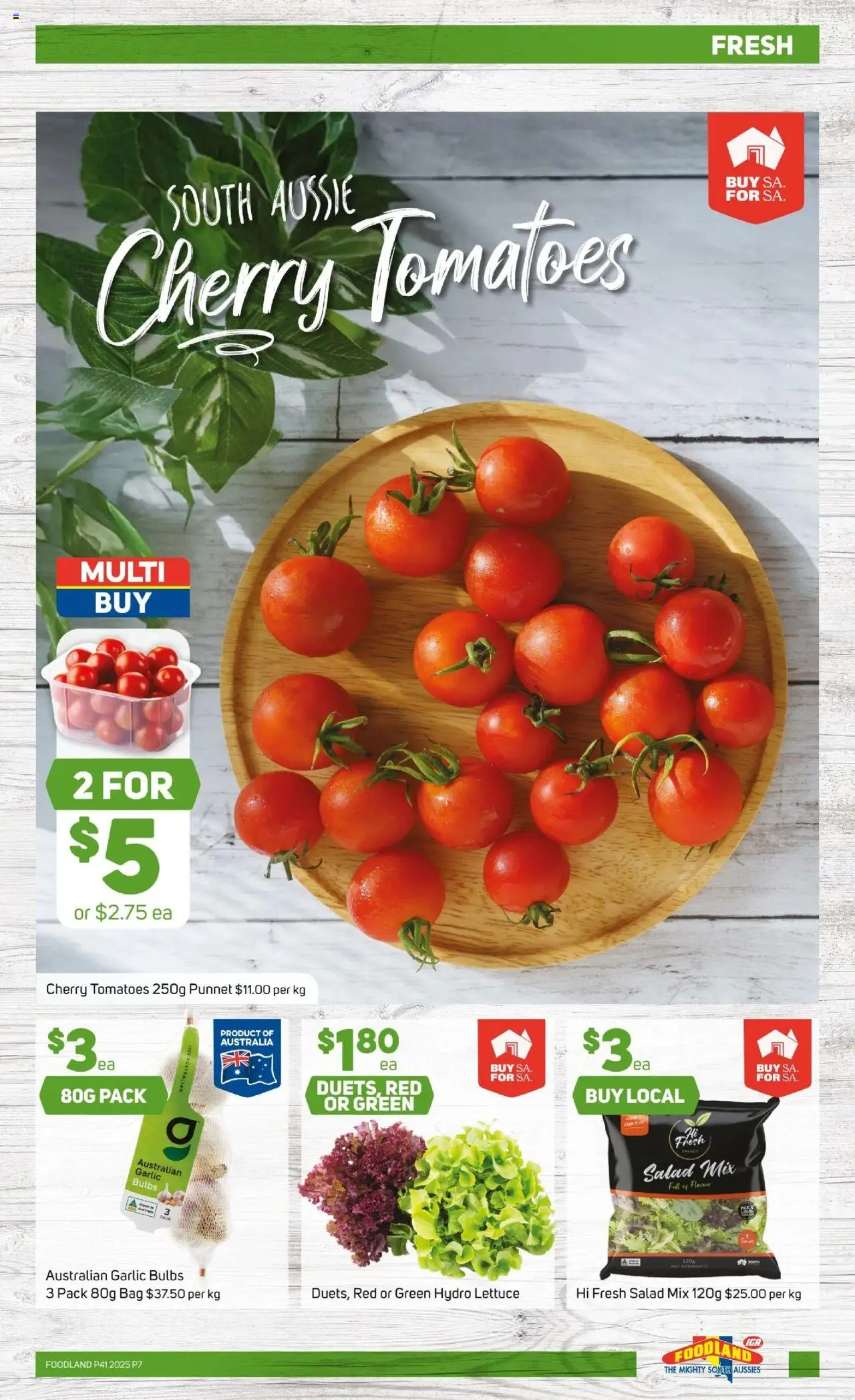 Foodland catalogue - valid from 08.10.2025 | Page: 5 | Products: Lettuce, Tomatoes, Salad, Garlic