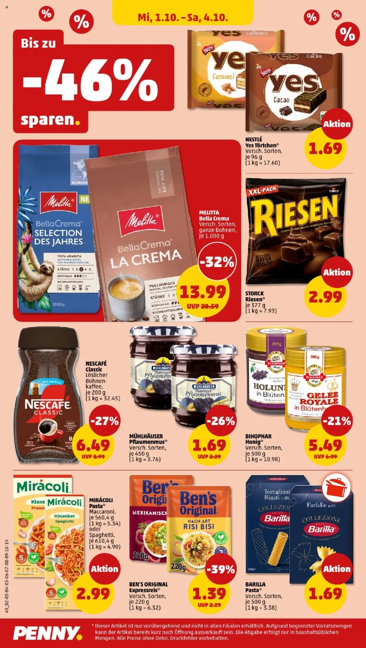 Penny - Nordrhein - Westfalen – gültig ab 29.09.2025 | Seite: 38 | Produkte: Nescafe, Pflaumen, Schokolade, Pasta