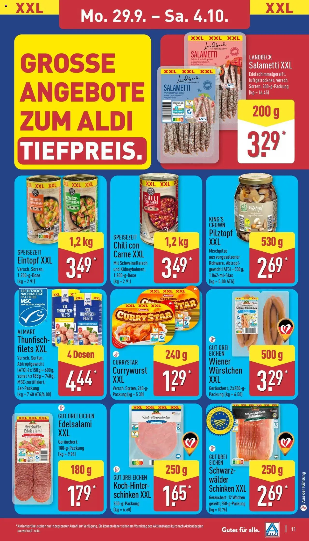 Aldi - ALDI Nord: Wochenangebote – gültig ab 28.09.2025 | Seite: 13 | Produkte: Gewicht, Thunfisch, Paprika, Schinken