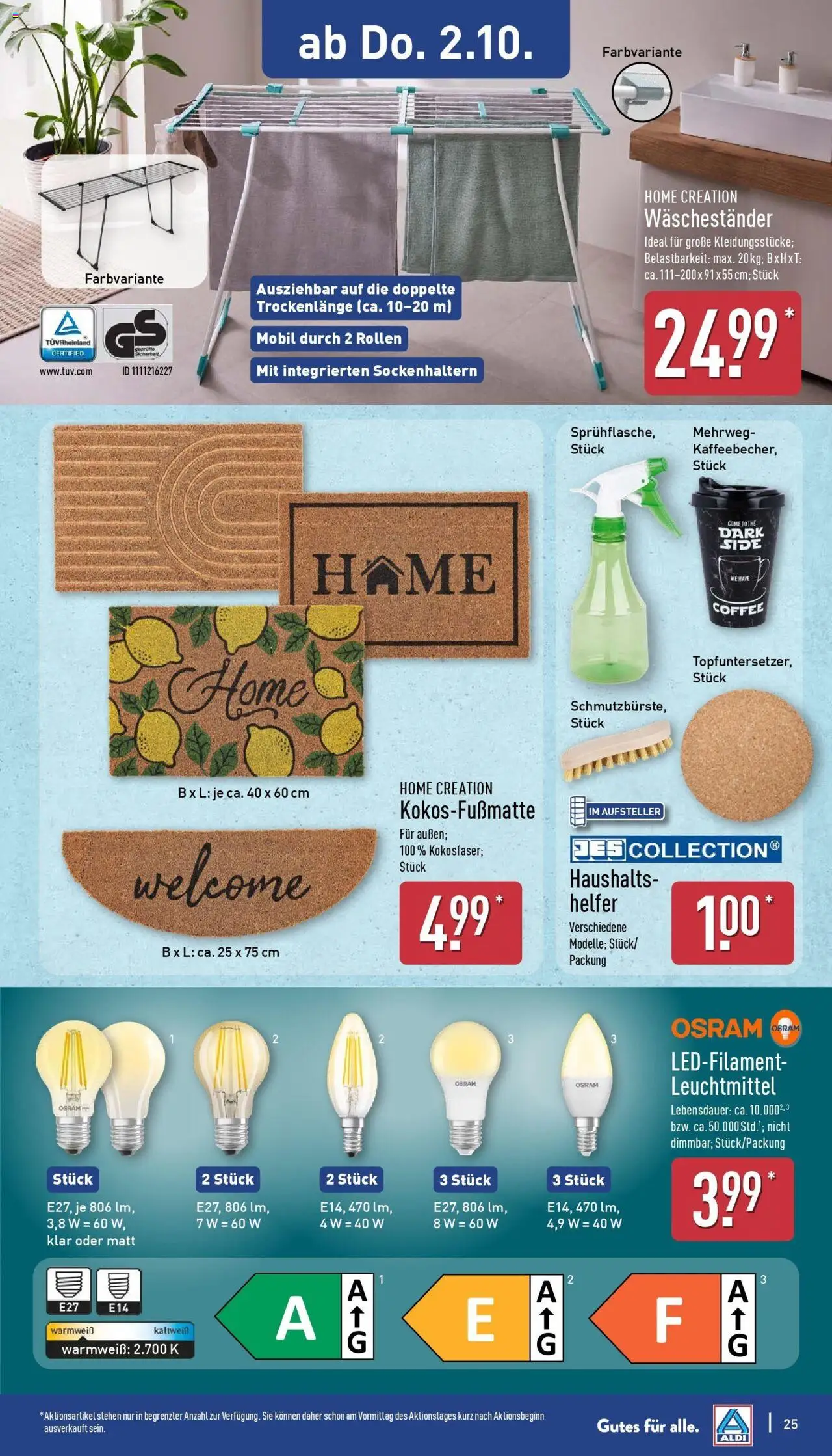 Aldi - ALDI Nord: Wochenangebote – gültig ab 28.09.2025 | Seite: 27 | Produkte: Waschestander, Home creation