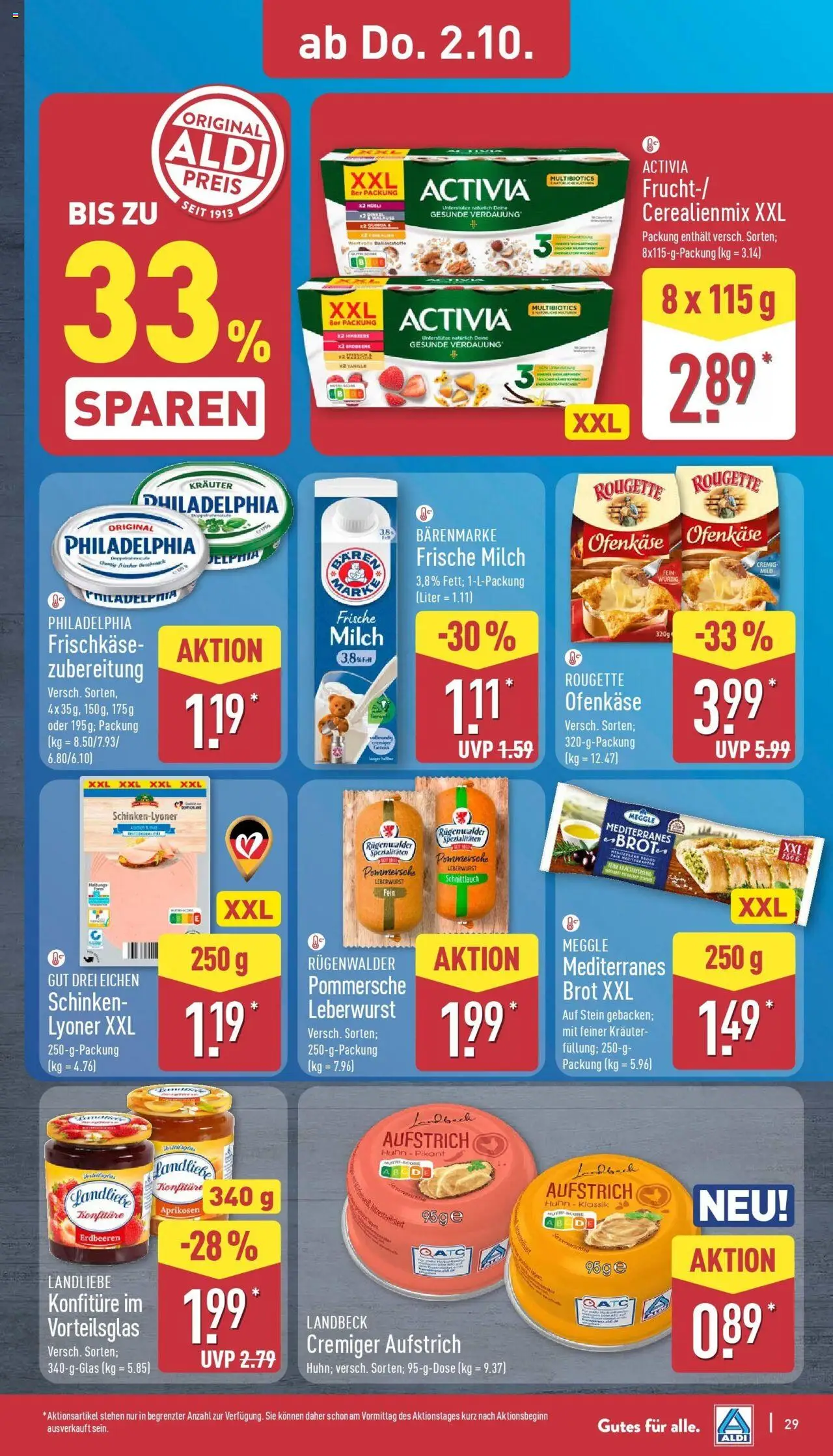 Aldi - ALDI Nord: Wochenangebote – gültig ab 28.09.2025 | Seite: 31 | Produkte: Philadelphia, Brot, Schinken, Erdbeeren