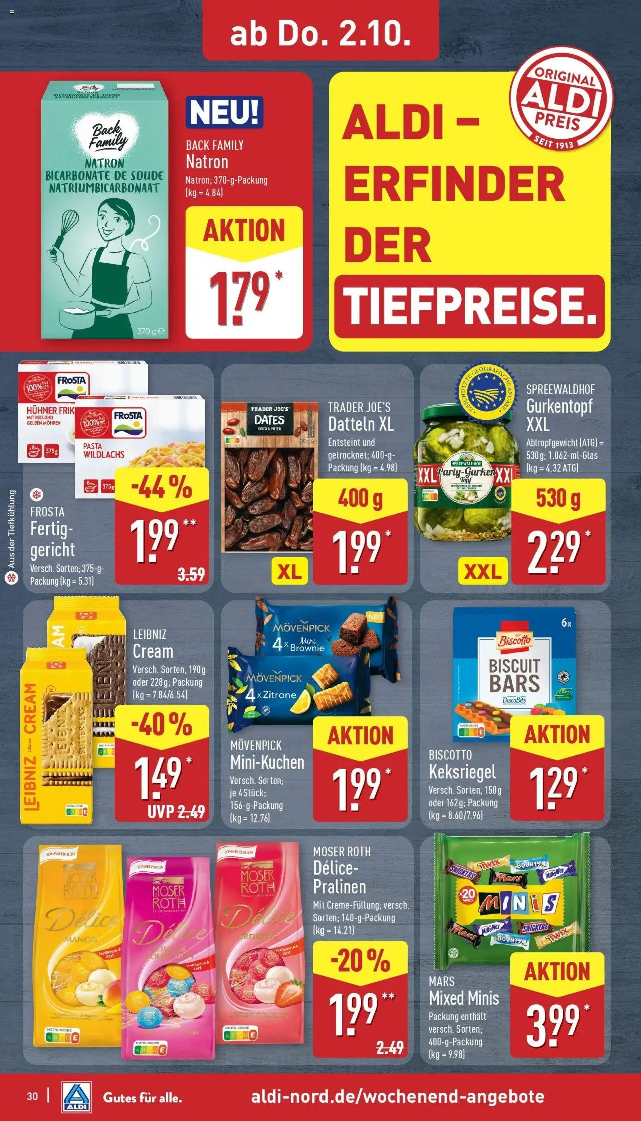 Aldi - ALDI Nord: Wochenangebote – gültig ab 28.09.2025 | Seite: 32 | Produkte: Snickers, Frosta, Mohren, Pasta
