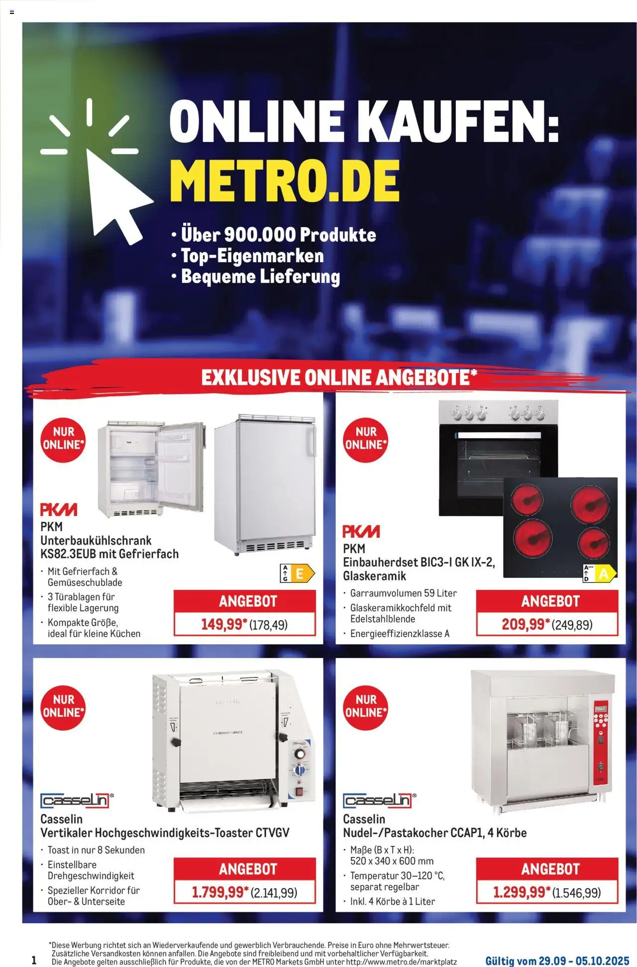 Metro Online: Wochen-Angebote – gültig ab 29.09.2025 | Seite: 1 | Produkte: Toast, Kuchen