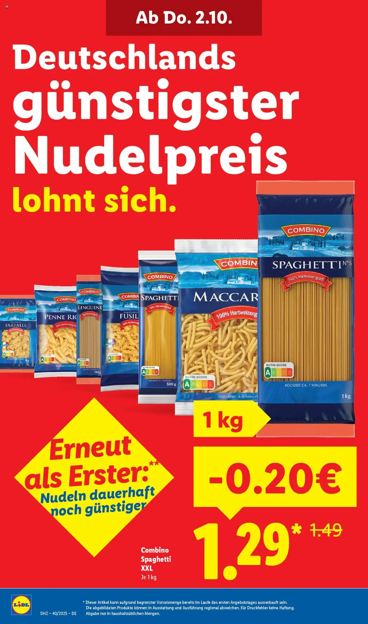 Lidl Prospekt Grimma – gültig ab 29.09.2025 | Seite: 2 | Produkte: Nudeln