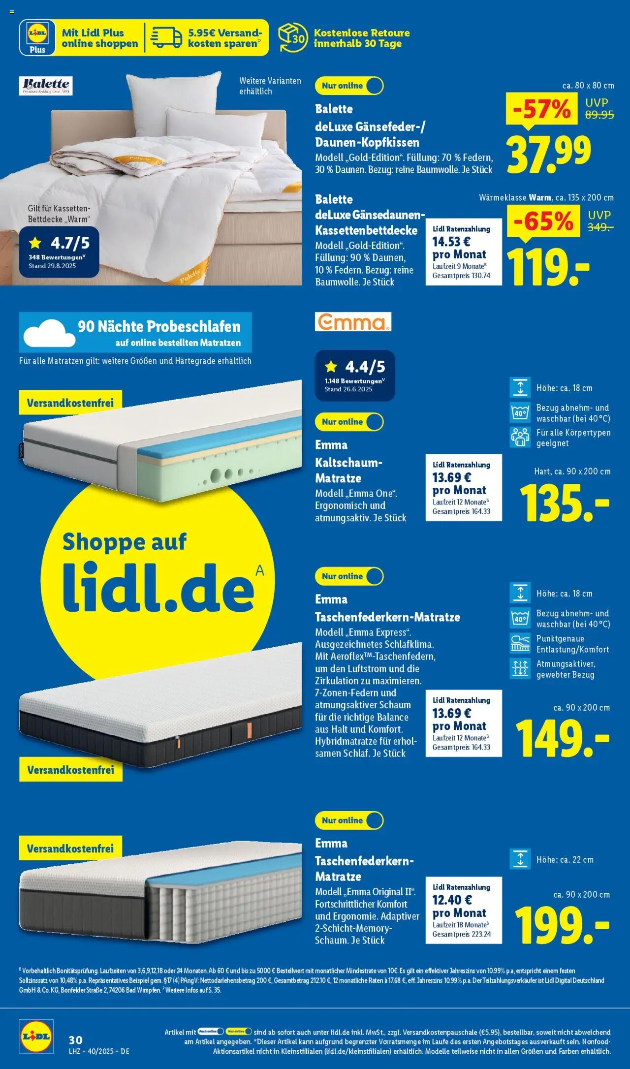 Lidl Prospekt Grimma – gültig ab 29.09.2025 | Seite: 42 | Produkte: Matratze, Bad, Bettdecke