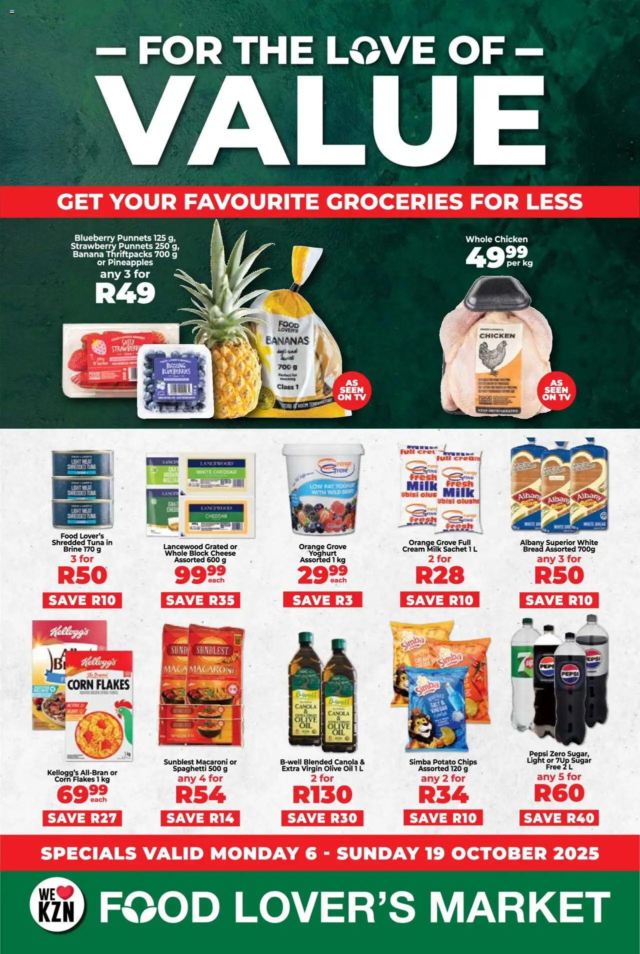 New Food Lover's Market catalogue – valid from 06.10.2025 | Page: 1 | Products: TV, Milk, Light, Bananas