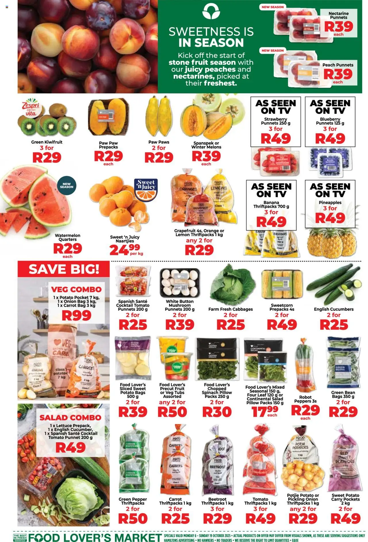 New Food Lover's Market catalogue – valid from 06.10.2025 | Page: 2 | Products: Bag, TV, Bananas, Potatoes