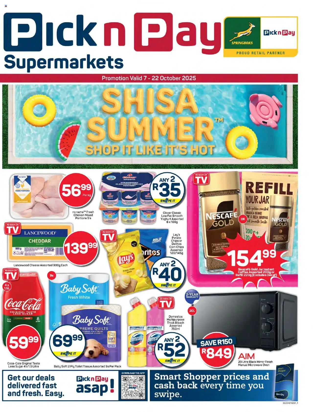 New Pick n Pay catalogue – valid from 07.10.2025 | Page: 1 | Products: Corn, Mirror, Coffee, Chicken