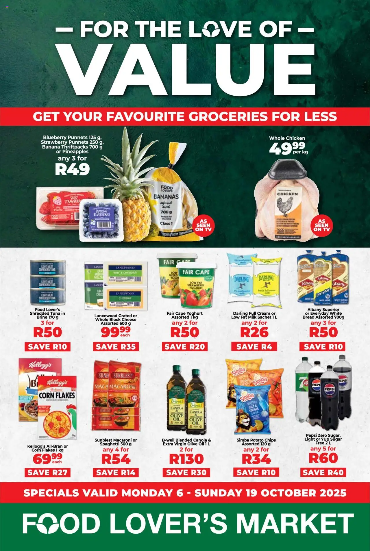 New Food Lover's Market catalogue – valid from 06.10.2025 | Page: 1 | Products: Corn, Yoghurt, Flakes, Sugar