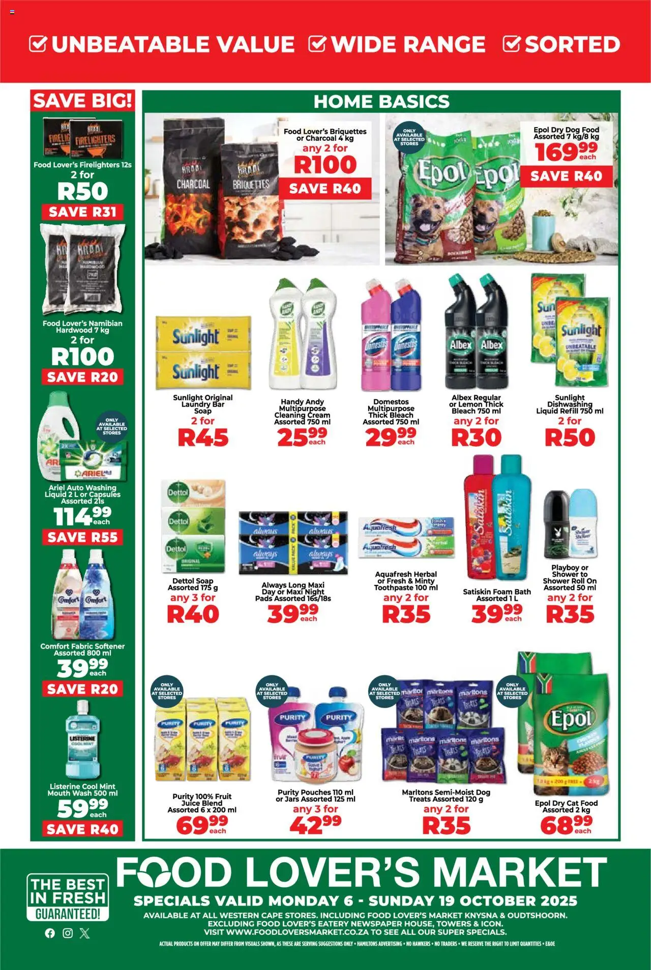 New Food Lover's Market catalogue – valid from 06.10.2025 | Page: 8 | Products: Pads, Juice, Toothpaste, Foam
