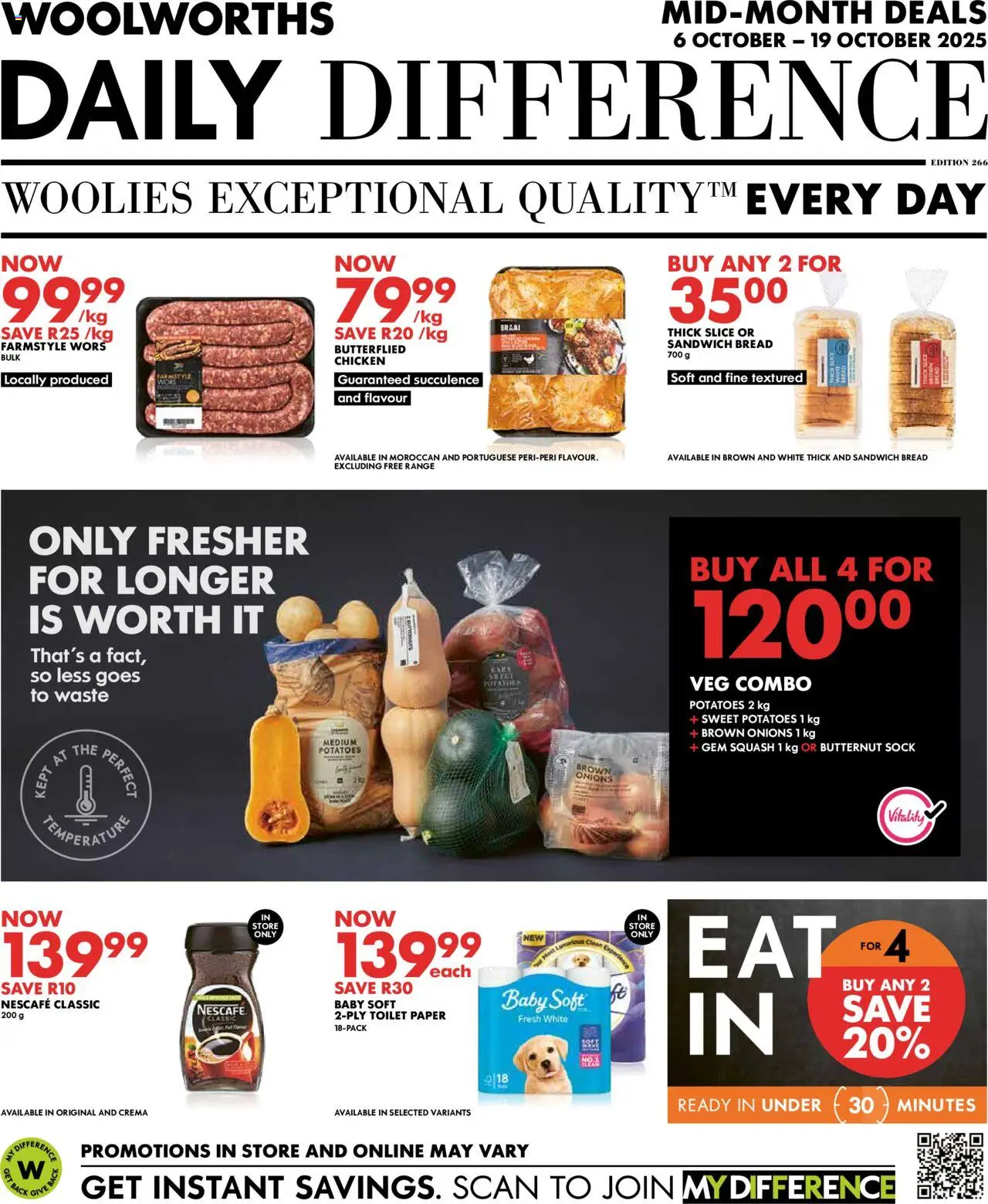 New Woolworths catalogue – valid from 06.10.2025 | Page: 1 | Products: Toilet, Chicken, Potatoes, Onions