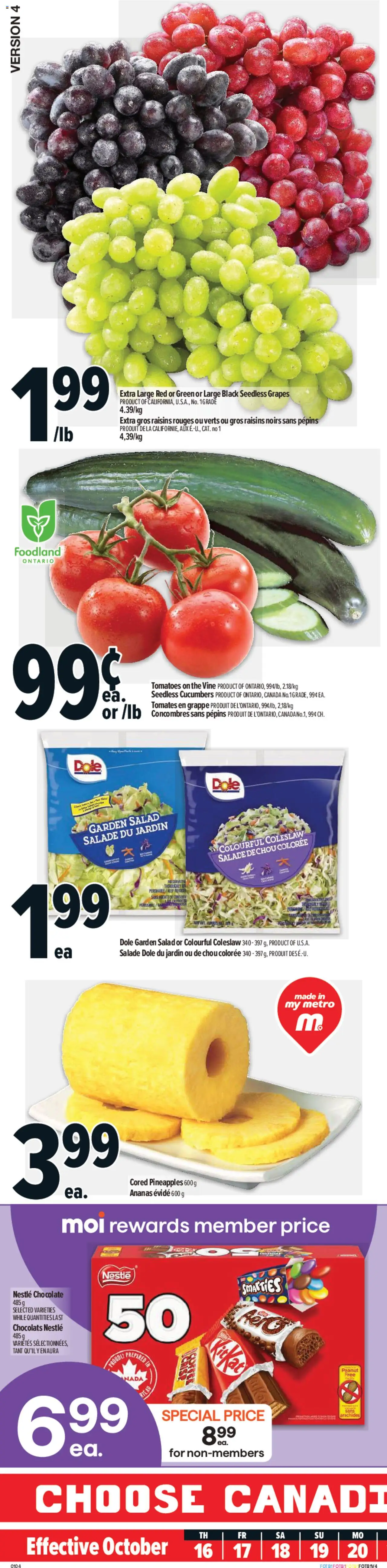 Metro flyer valid from 16.10.2025 | Page: 1 | Products: Cucumbers, Salad, Chocolate, Tomatoes