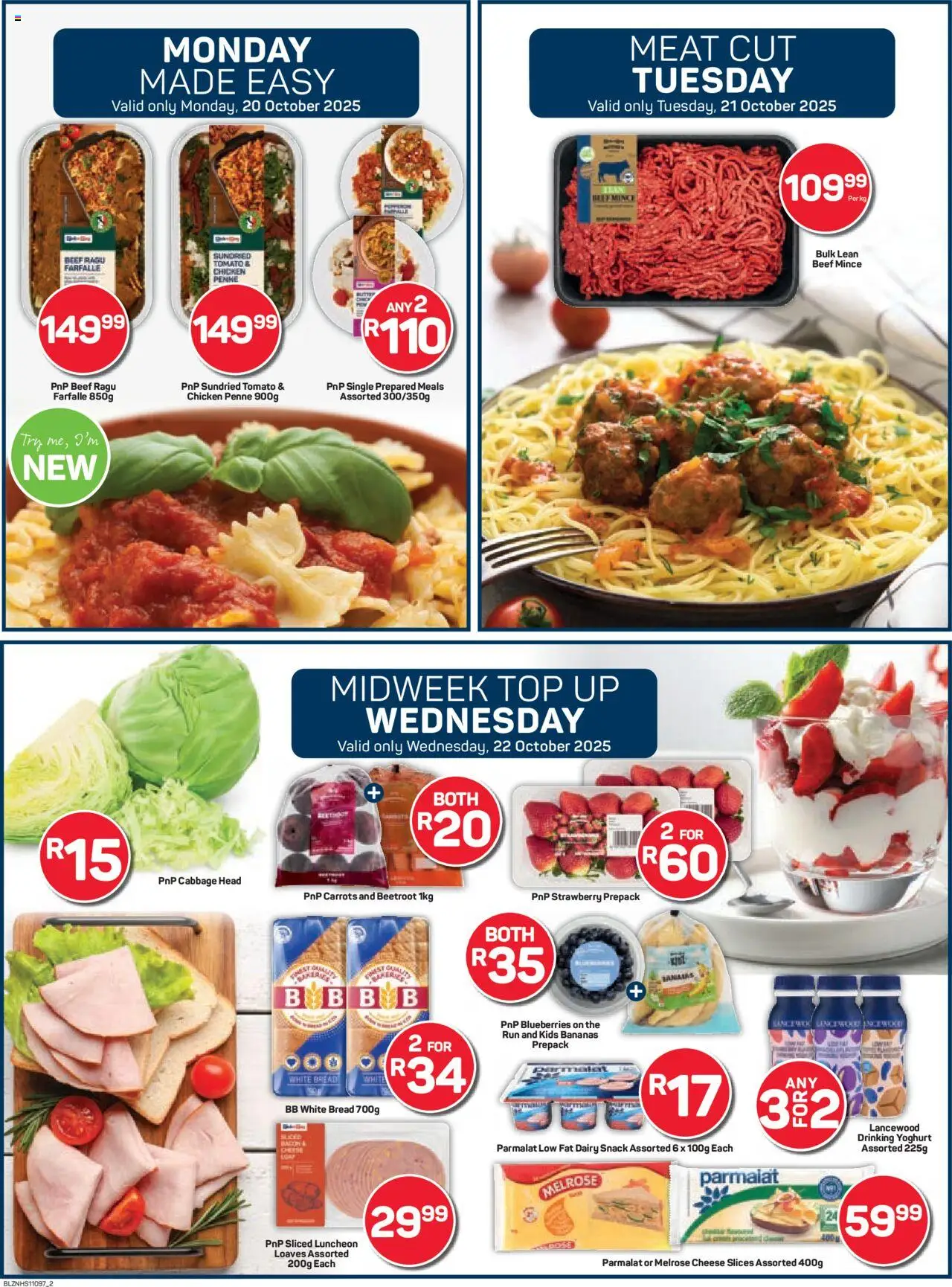 New Pick n Pay catalogue – valid from 20.10.2025 | Page: 2 | Products: Blueberries, Yoghurt, Bread, Bananas