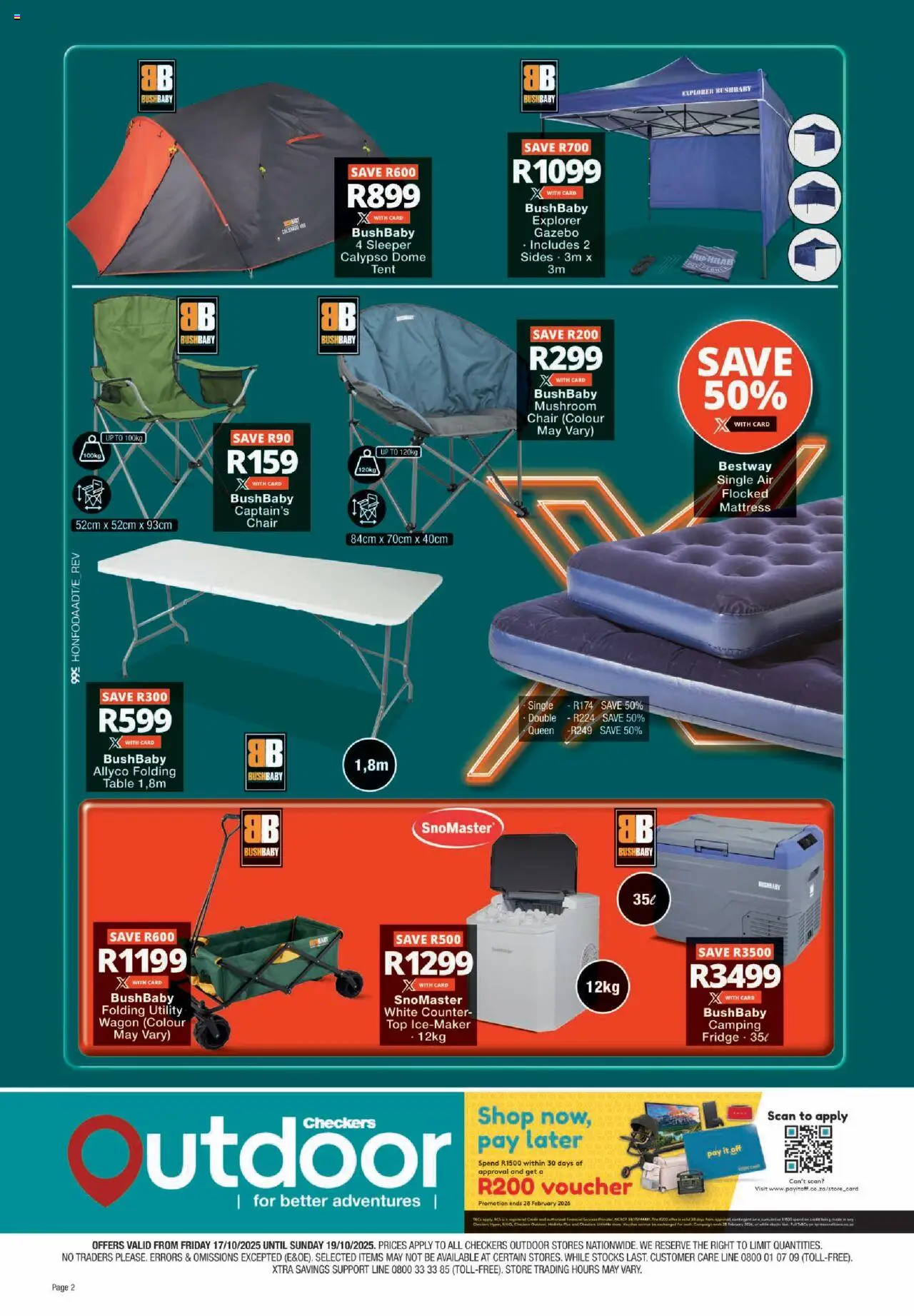 New Checkers catalogue – valid from 17.10.2025 | Page: 2 | Products: Mattress, Chair, Fridge, Tent New Checkers catalogue – valid from 17.10.2025 | Page: 2 | Products: Mattress, Chair, Fridge, Tent