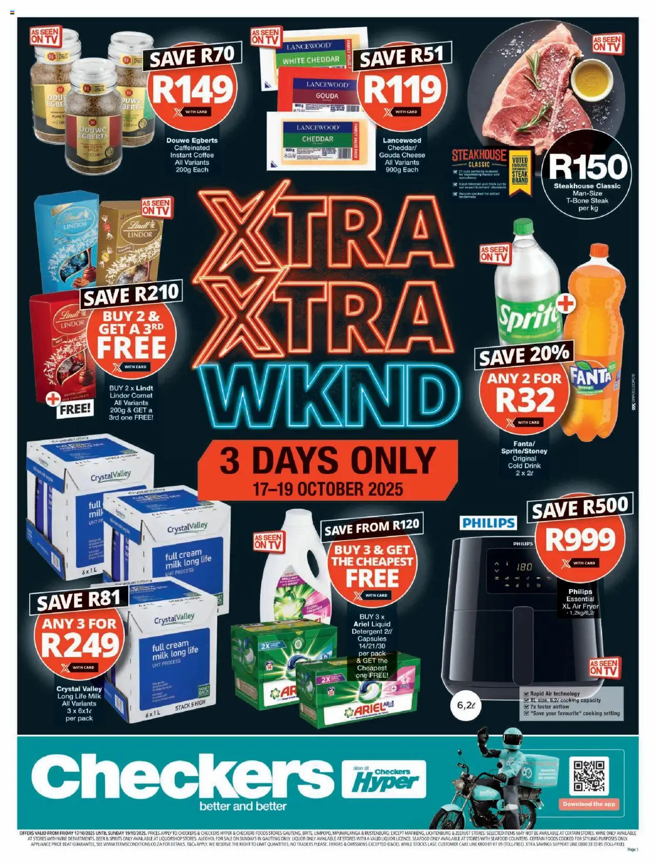 New Checkers catalogue – valid from 17.10.2025 | Page: 1 | Products: Cheese, Fanta, Cream, Detergent