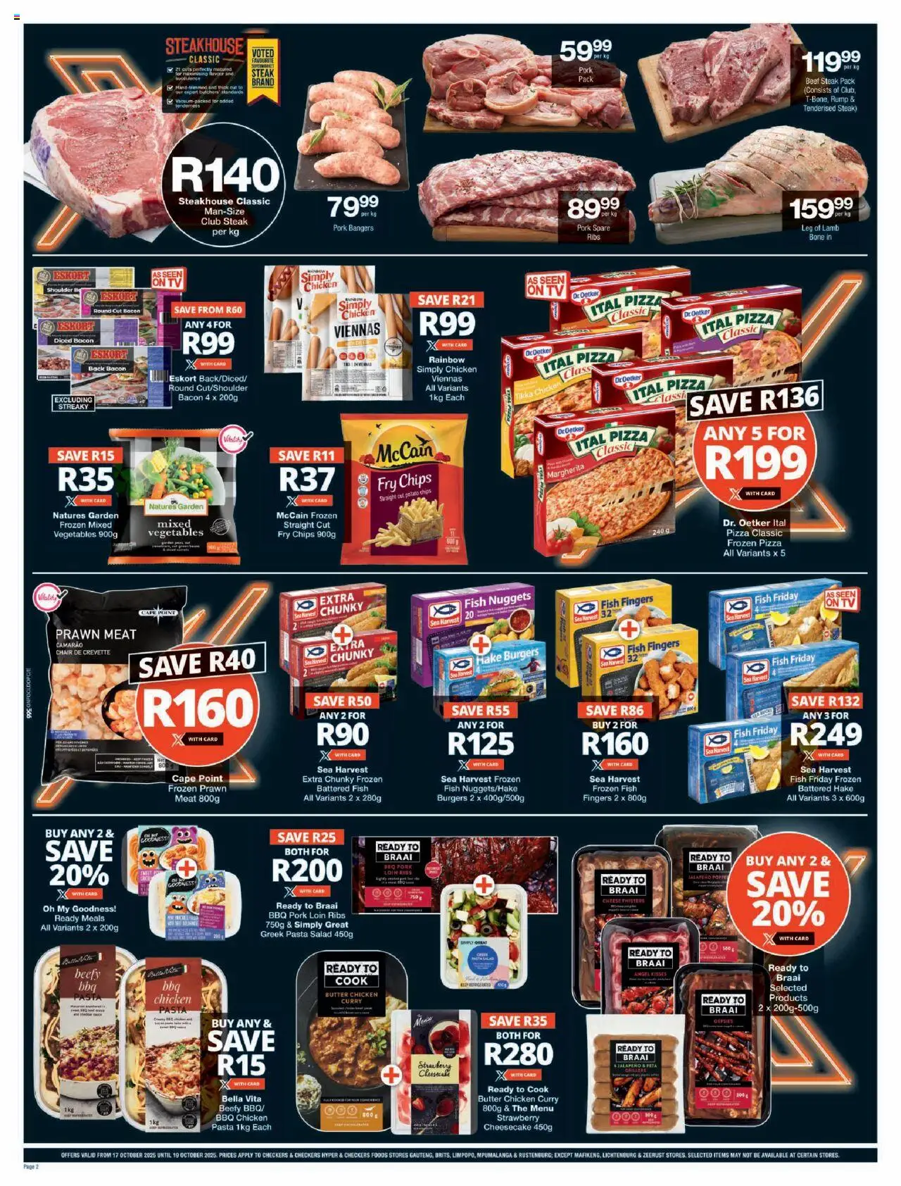 New Checkers catalogue – valid from 17.10.2025 | Page: 2 | Products: Ribs, Beef, Chips, Vegetables