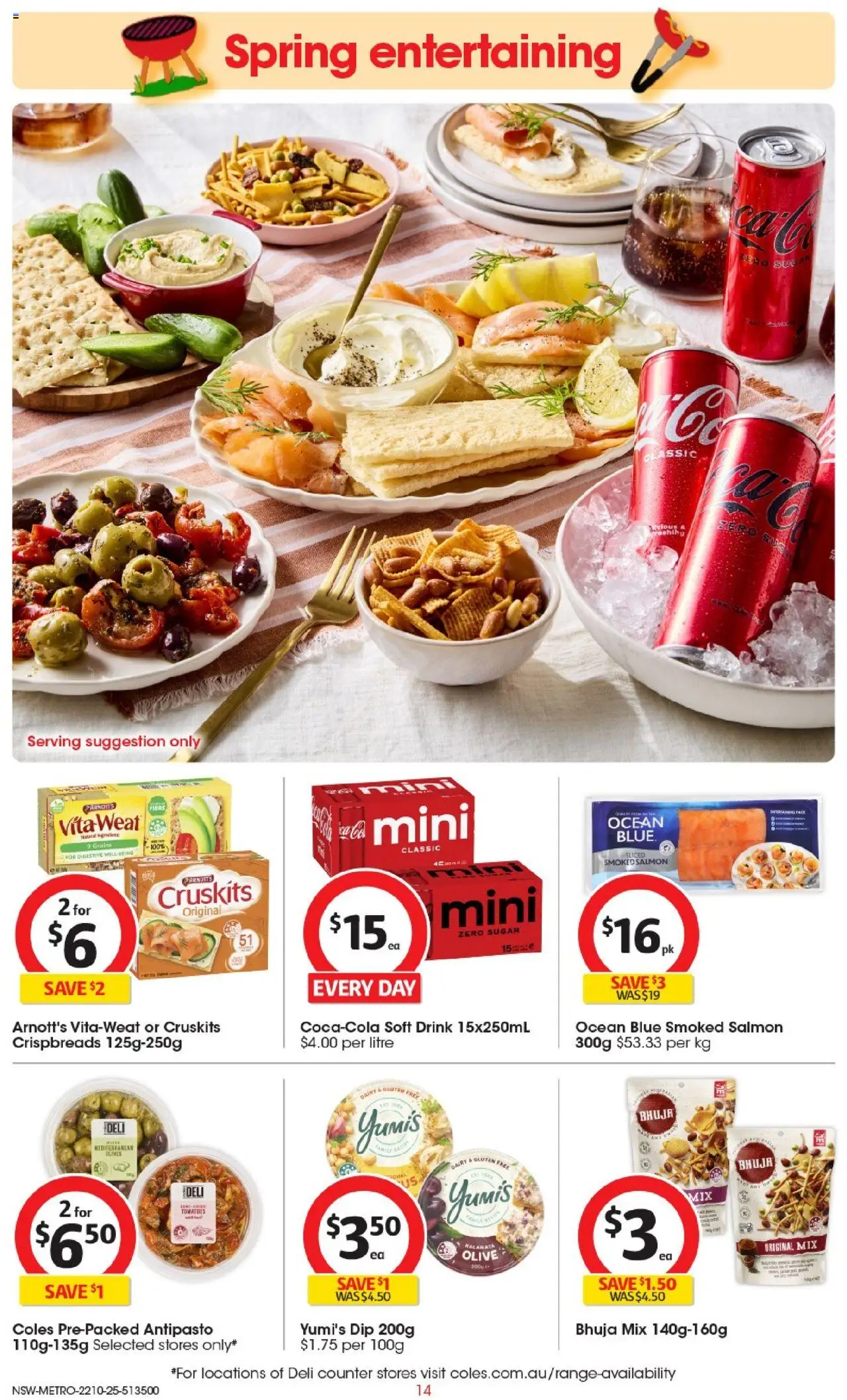 Coles catalogue - valid from 22.10.2025 | Page: 14 | Products: Dairy, Olives, Salmon, Sugar Coles catalogue - valid from 22.10.2025 | Page: 14 | Products: Dairy, Olives, Salmon, Sugar