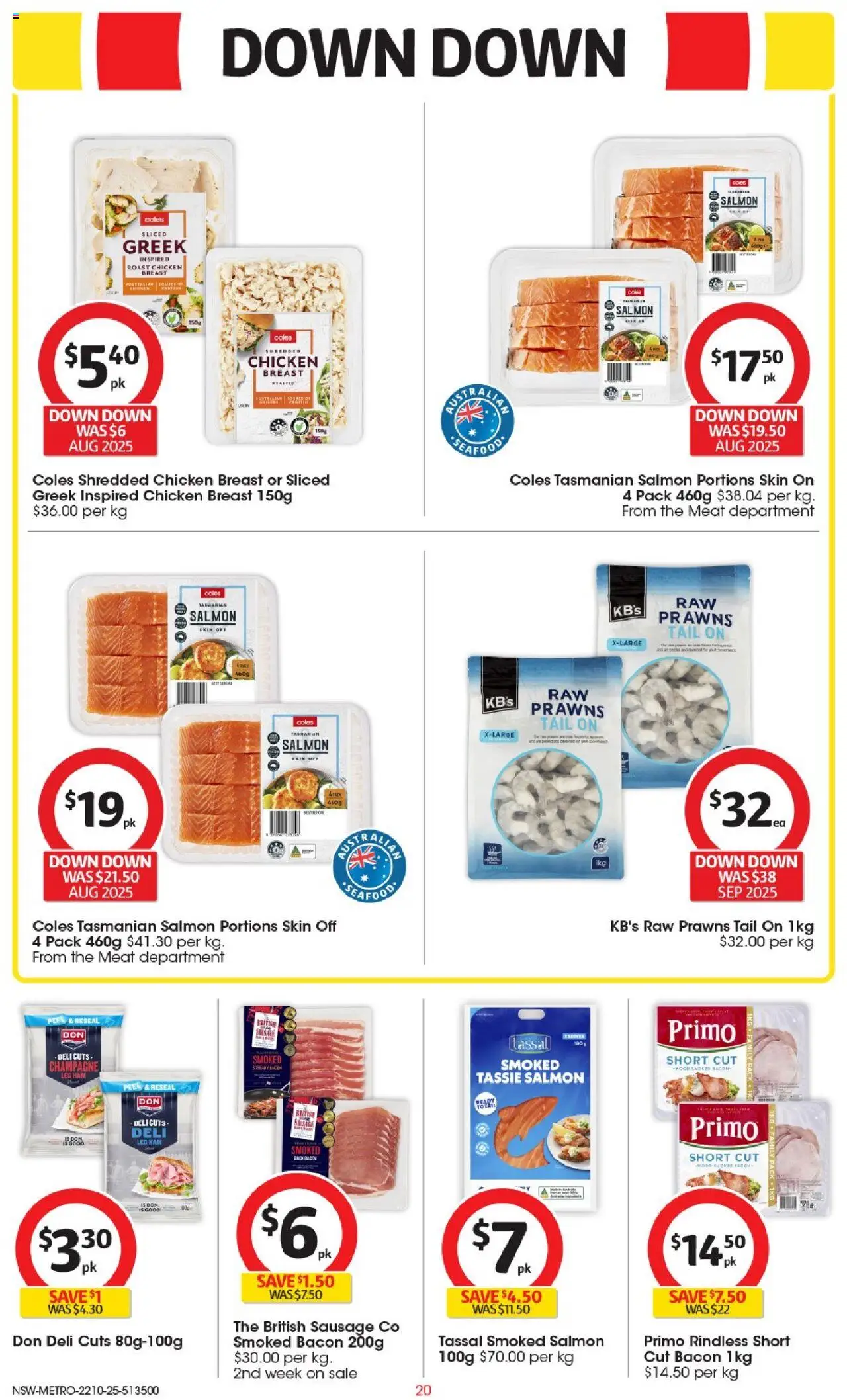 Coles catalogue - valid from 22.10.2025 | Page: 20 | Products: Peel, Salmon, Seafood, Sausage Coles catalogue - valid from 22.10.2025 | Page: 20 | Products: Peel, Salmon, Seafood, Sausage
