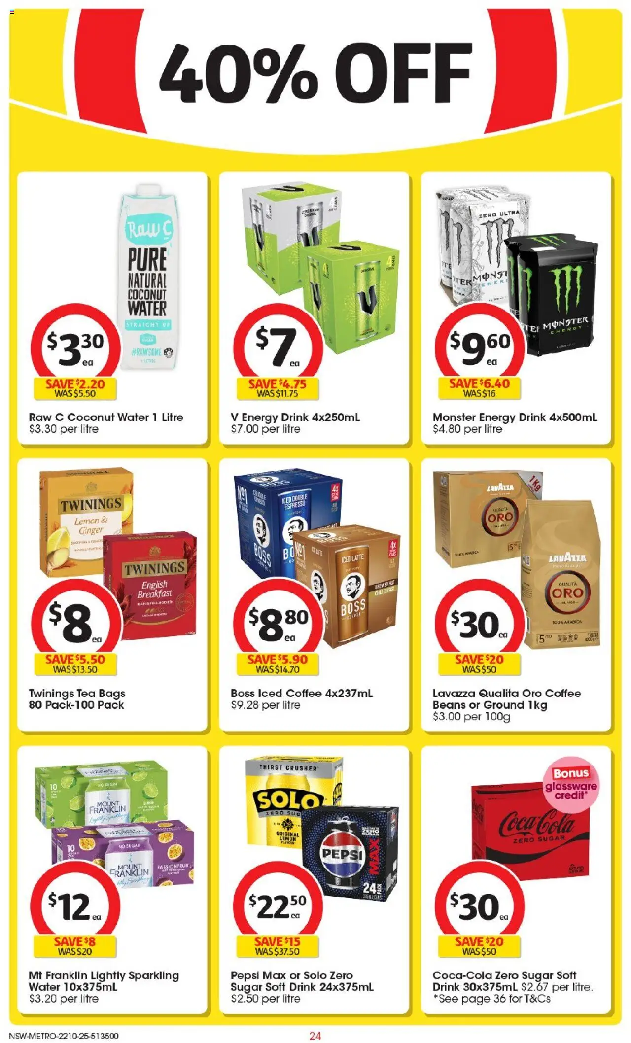 Coles catalogue - valid from 22.10.2025 | Page: 24 | Products: Coffee, Ginger, Pepsi, Water Coles catalogue - valid from 22.10.2025 | Page: 24 | Products: Coffee, Ginger, Pepsi, Water