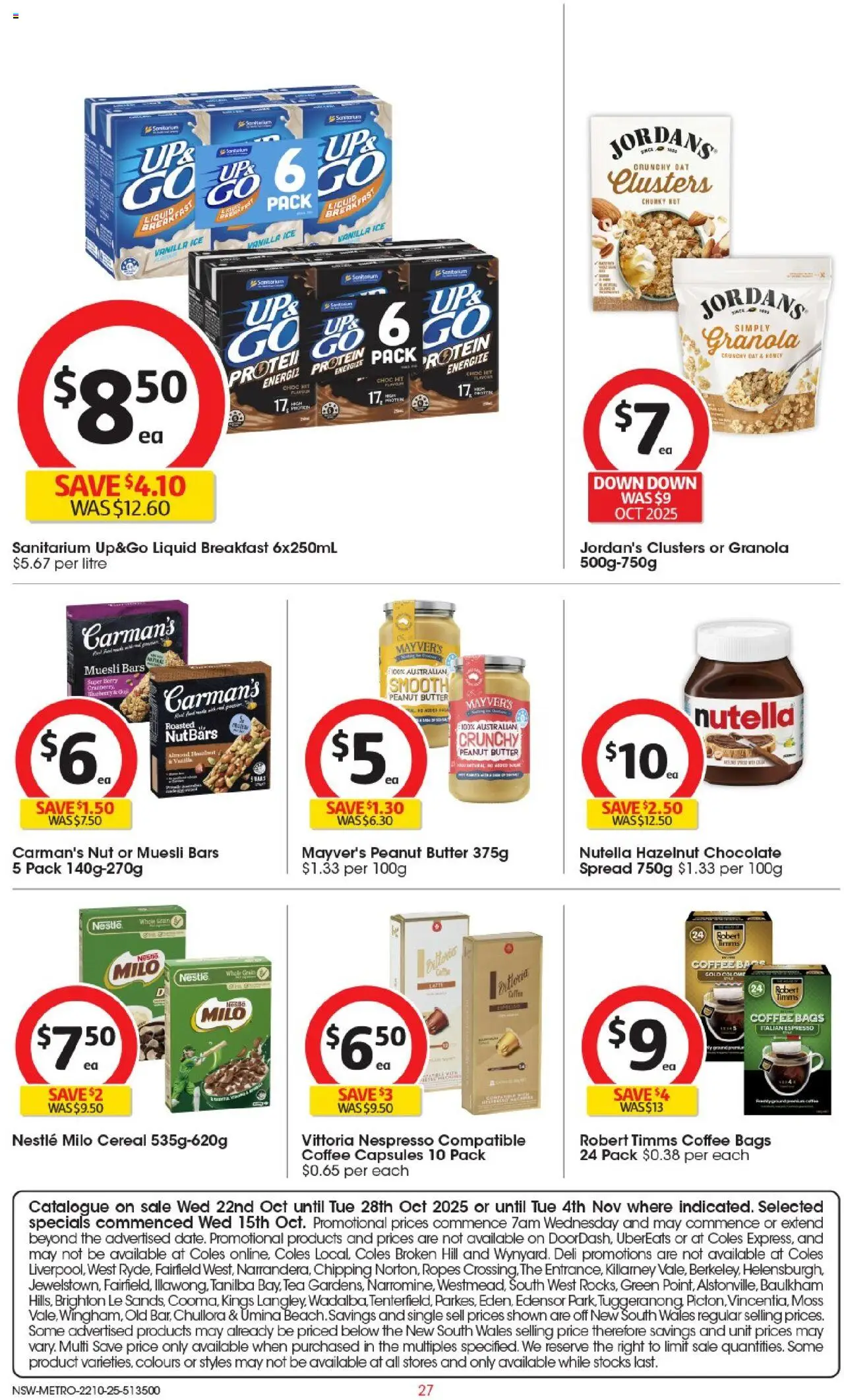Coles catalogue - valid from 22.10.2025 | Page: 27 | Products: Butter, Coffee, Granola, Tea Coles catalogue - valid from 22.10.2025 | Page: 27 | Products: Butter, Coffee, Granola, Tea