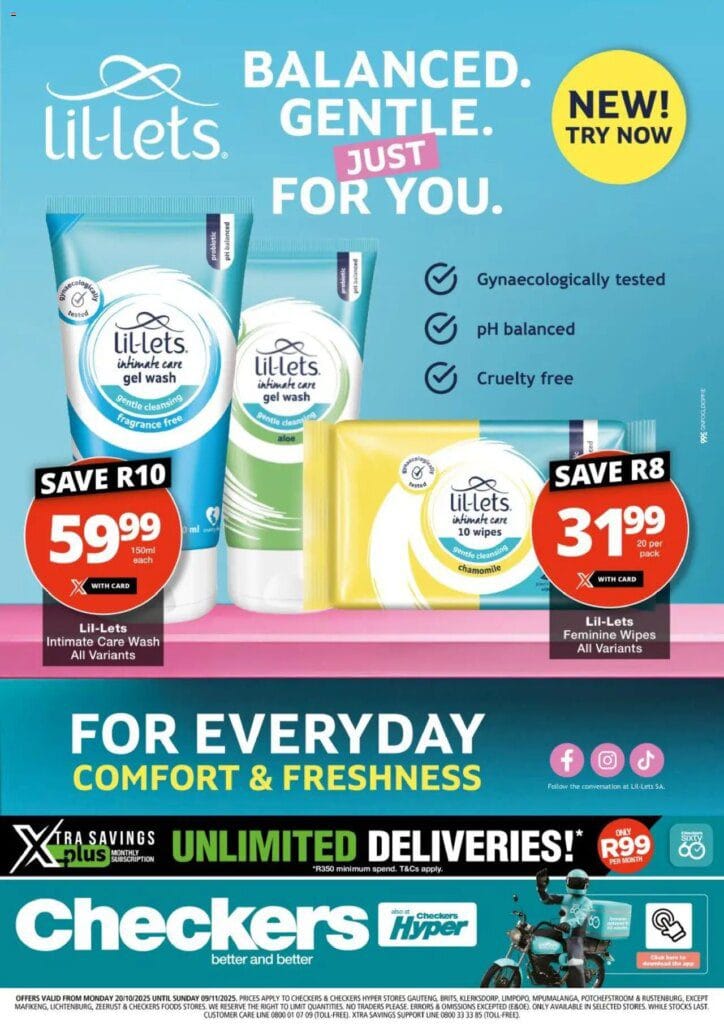 Checkers – Gauteng – Lil-lets Promotion (20/10/2025 – 09/11/2025) → Online Catalogue